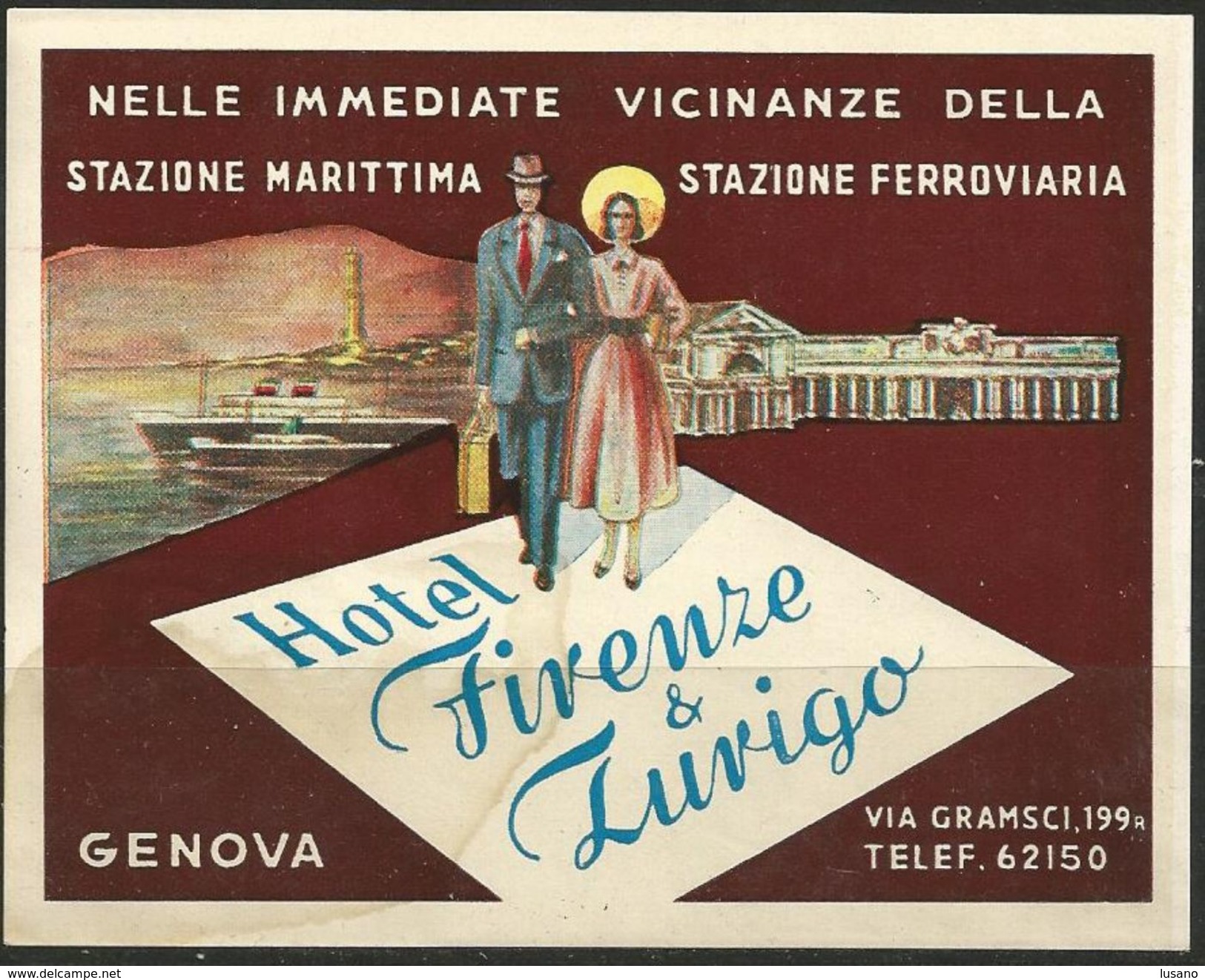 Etiquette D'hôtel : Hôtel Firenze & Zurigo - Genova - Gênes - Italie (tache) - Etiquettes D'hotels