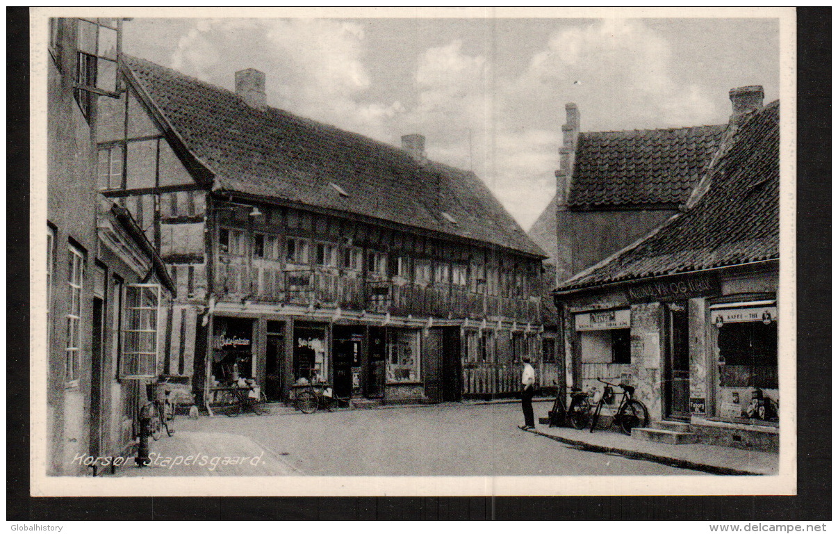 DD2412  DENMARK KORSOR STAPELSGAARD STREET SCENE RPPC - Danemark