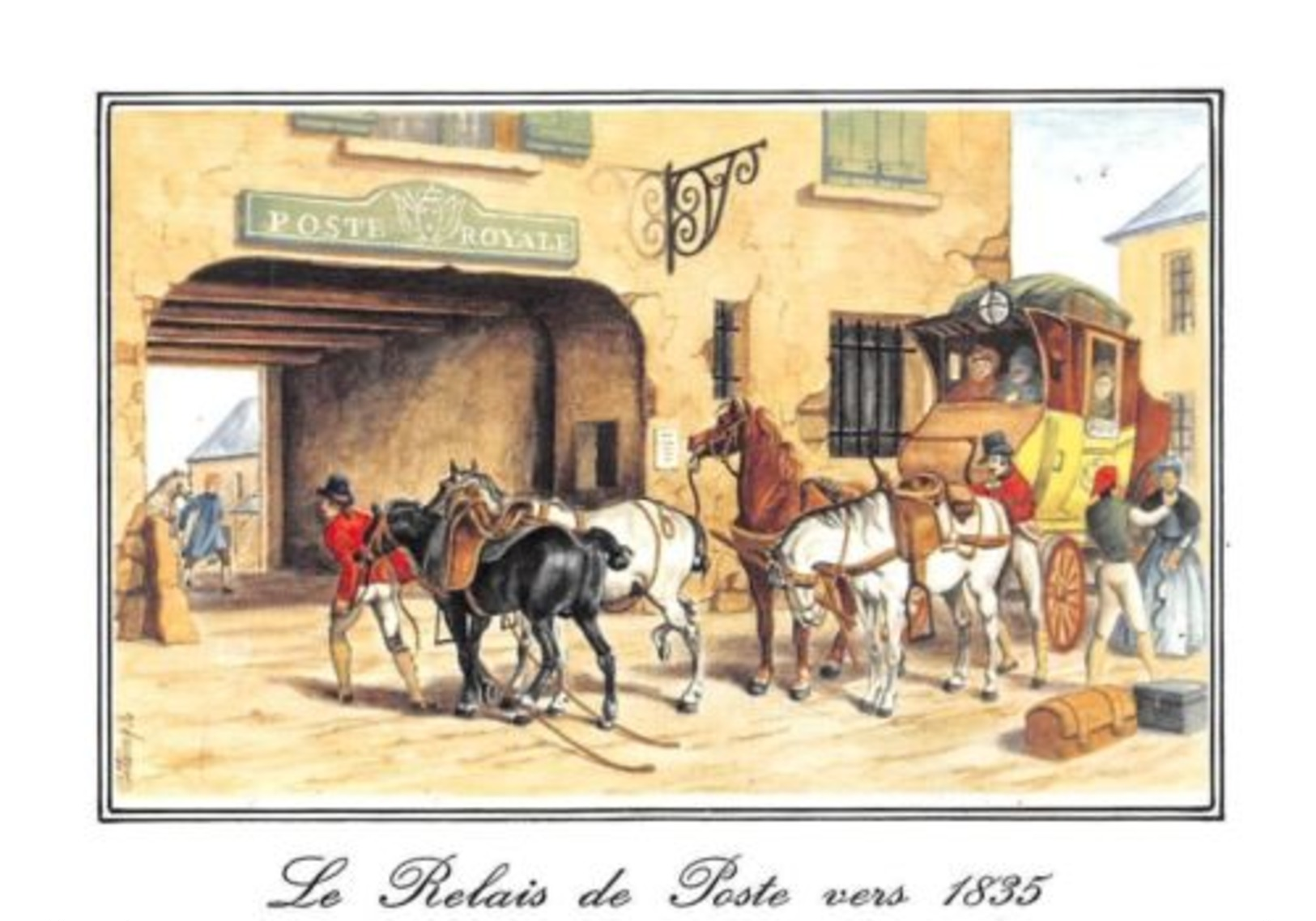 Le Relais De Poste Vers 1835 Poste Royale Pferde Horses Postcard - Ohne Zuordnung
