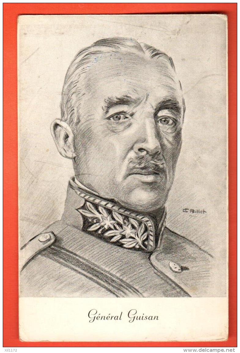 MIW-25 Militaire Militär  General Henri Guisan Dessin Au Crayon Du Peintre G. Billet, Zeichnung. Avec Timbre Du Général - Au