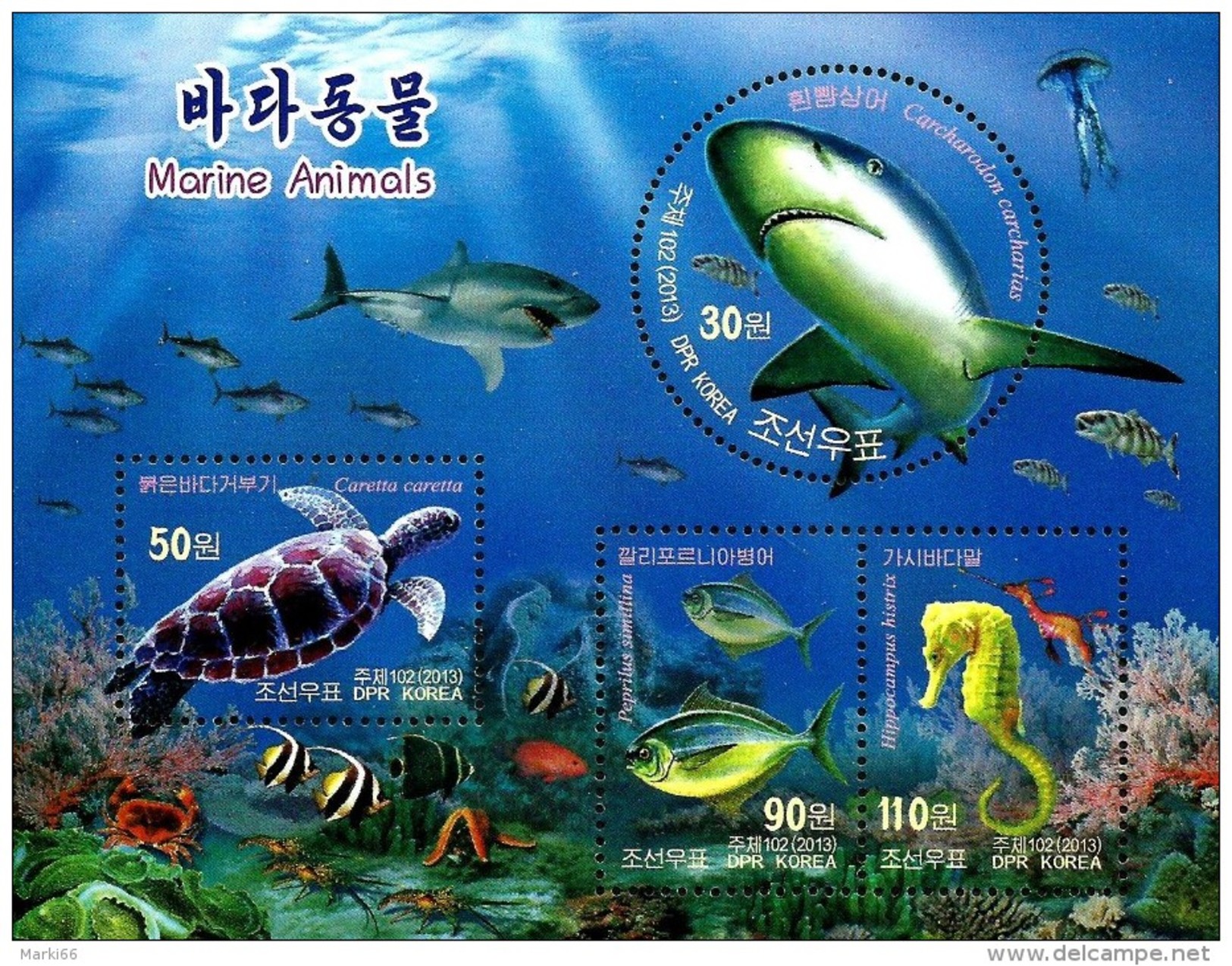 North Korea - 2013 - Marine Animals - Mint Souvenir Sheet - Corea Del Nord