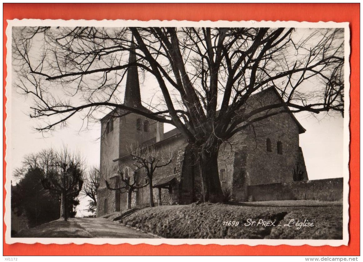 MIX-16  St-Prex  L'Eglise. Circulé En 1945 - Saint-Prex