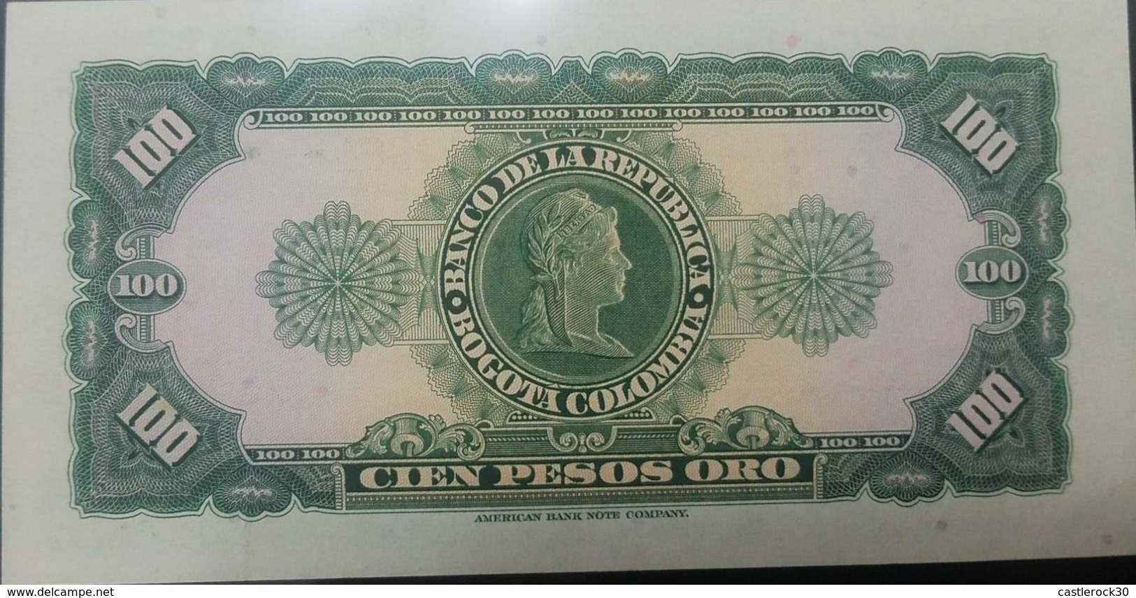 O) 1965 COLOMBIA, BANKNOTE- 100 PESOS ORO- SERIE Y-AMERICAN BANK NOTE COMPANY, SANTANDER, UNC - Colombie