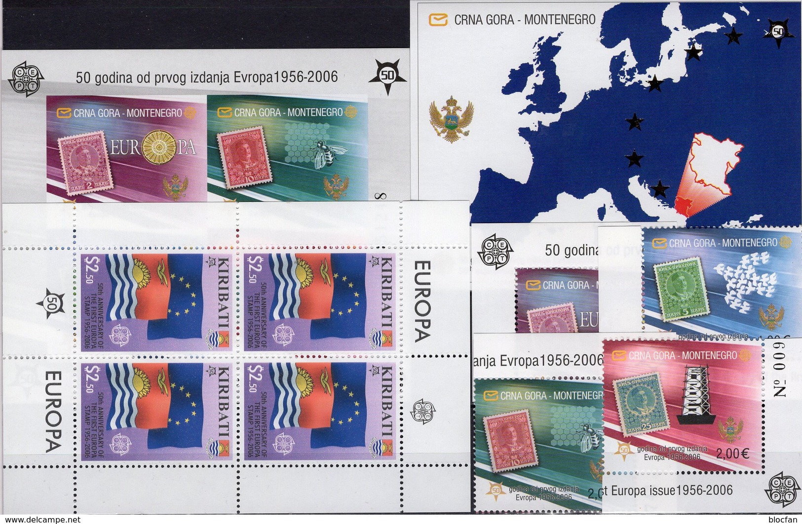 50 Jahre CEPT Kiribati 994 KB,Montenegro 108/1 A,Bl.2B+3 ** 148€ Karte Flaggen Ss Map Bloc Flags Sheetlet Bf EUROPA - Stamps