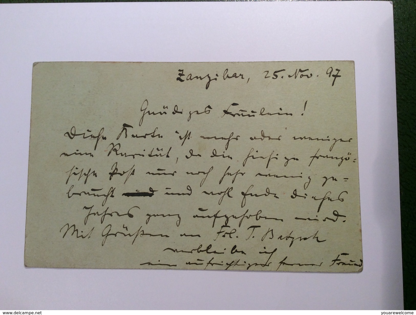 Zanzibar Bureau Français Entier Postal Type Sage 1 Anna 1897 > Weimar (Sansibar Lettre Postal Stationery Brief - Briefe U. Dokumente