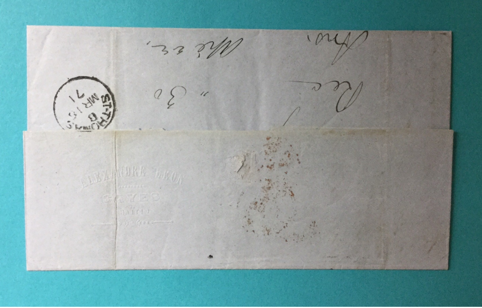 Haiti, 1871 Stampless Cover With Letter, Sent From Jacmel Via St. Thomas, D.W.I., To New York, Rare Postal Markings, VF - Danish West Indies