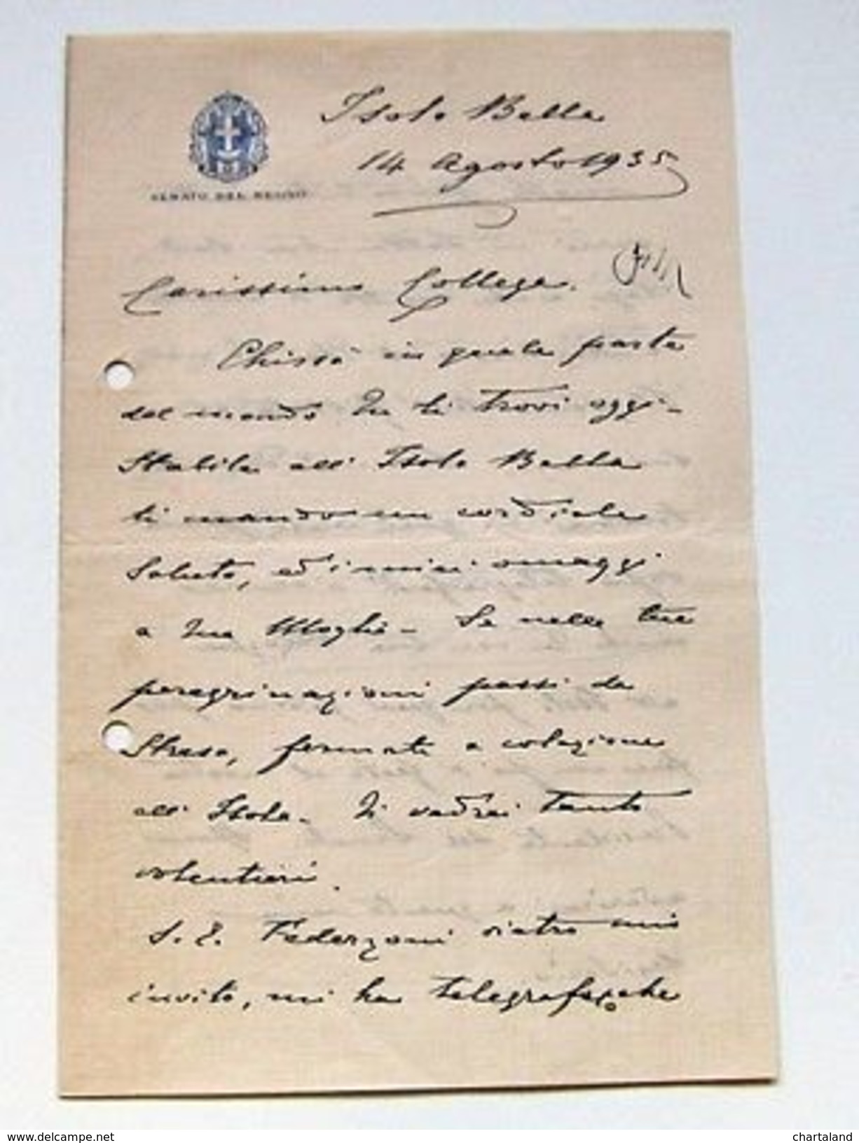 Autografo Lettera Giberto Borromeo 1935 - Other & Unclassified