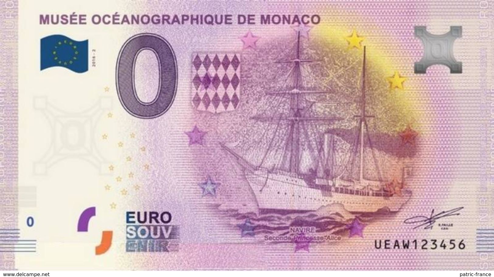 France - Billet Touristique 0 Euro MONACO 2016 Musée Océanographique Navire Princesse Alice - Other & Unclassified