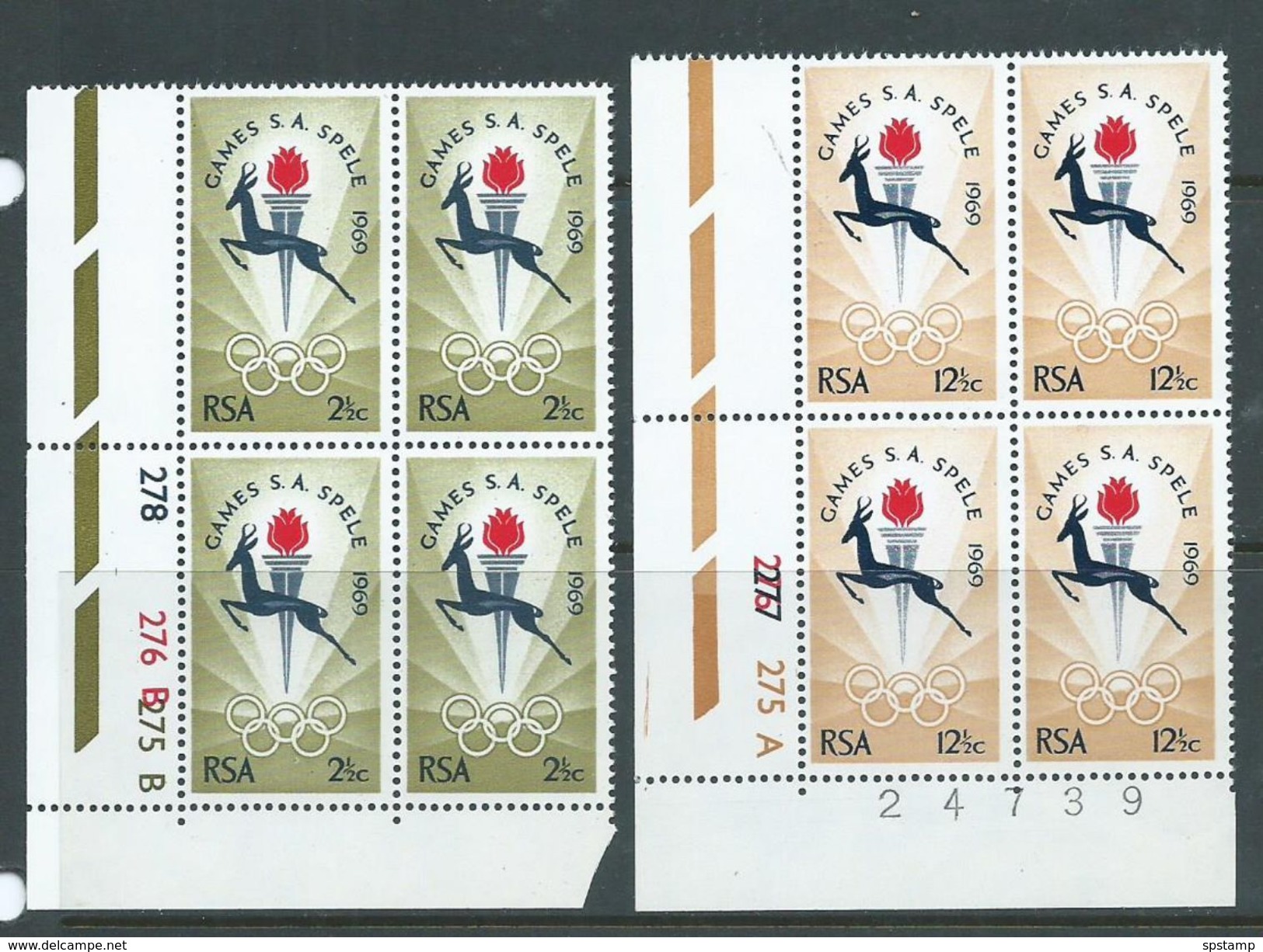 South Africa 1969 S African Games Set 2 MNH Positional Blocks Of 4 - Neufs