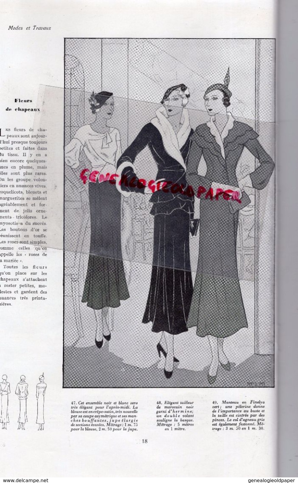 REVUE MODES ET TRAVAUX- 15 FEVRIER 1932- N° 292- EDOUARD BOUCHERIT-BERNARD-LANVIN-JENNY-PATOU-ROUFF-BLEDINE -AVEC PATRON