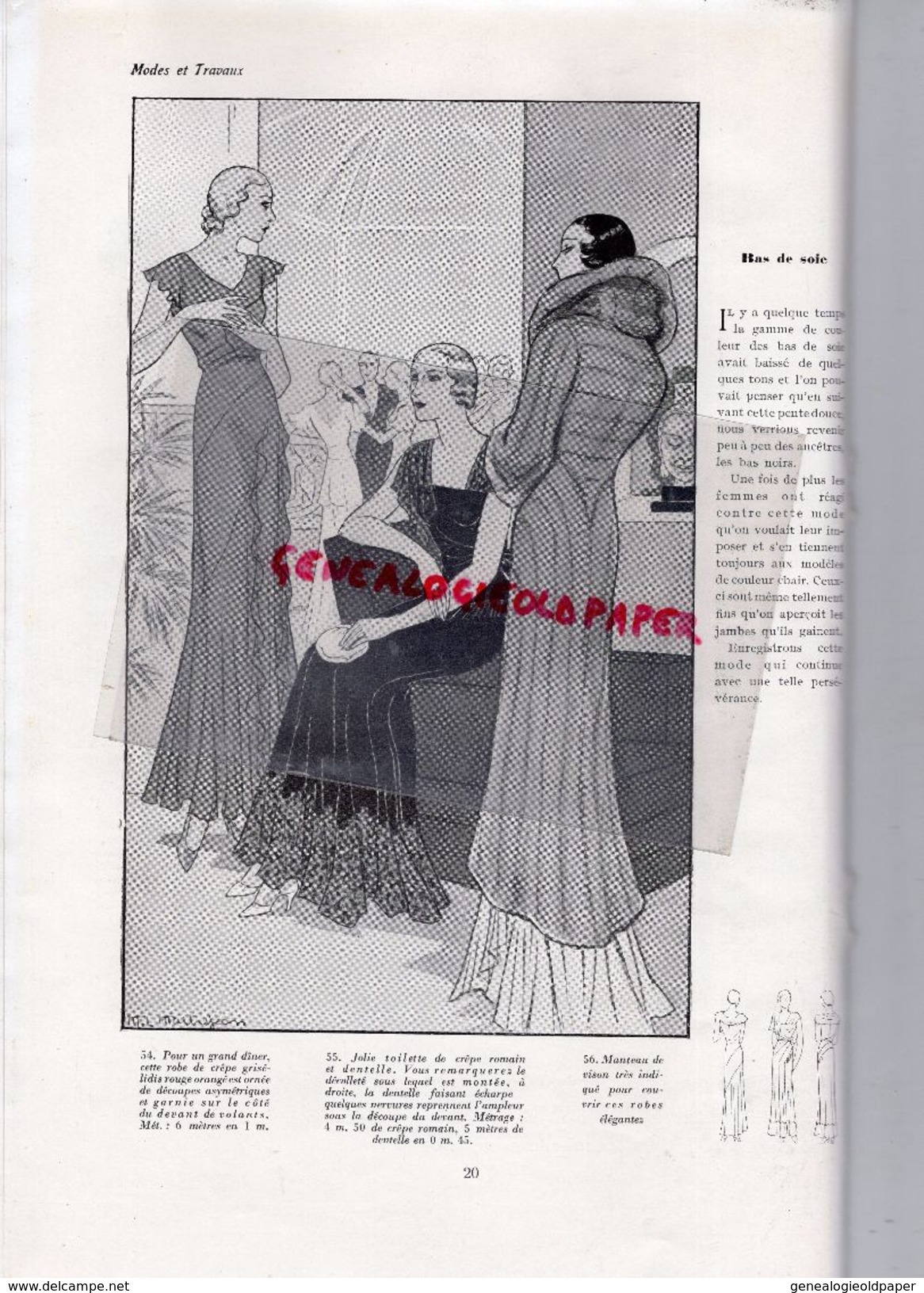 REVUE MODES ET TRAVAUX- 15 FEVRIER 1932- N° 292- EDOUARD BOUCHERIT-BERNARD-LANVIN-JENNY-PATOU-ROUFF-BLEDINE -AVEC PATRON