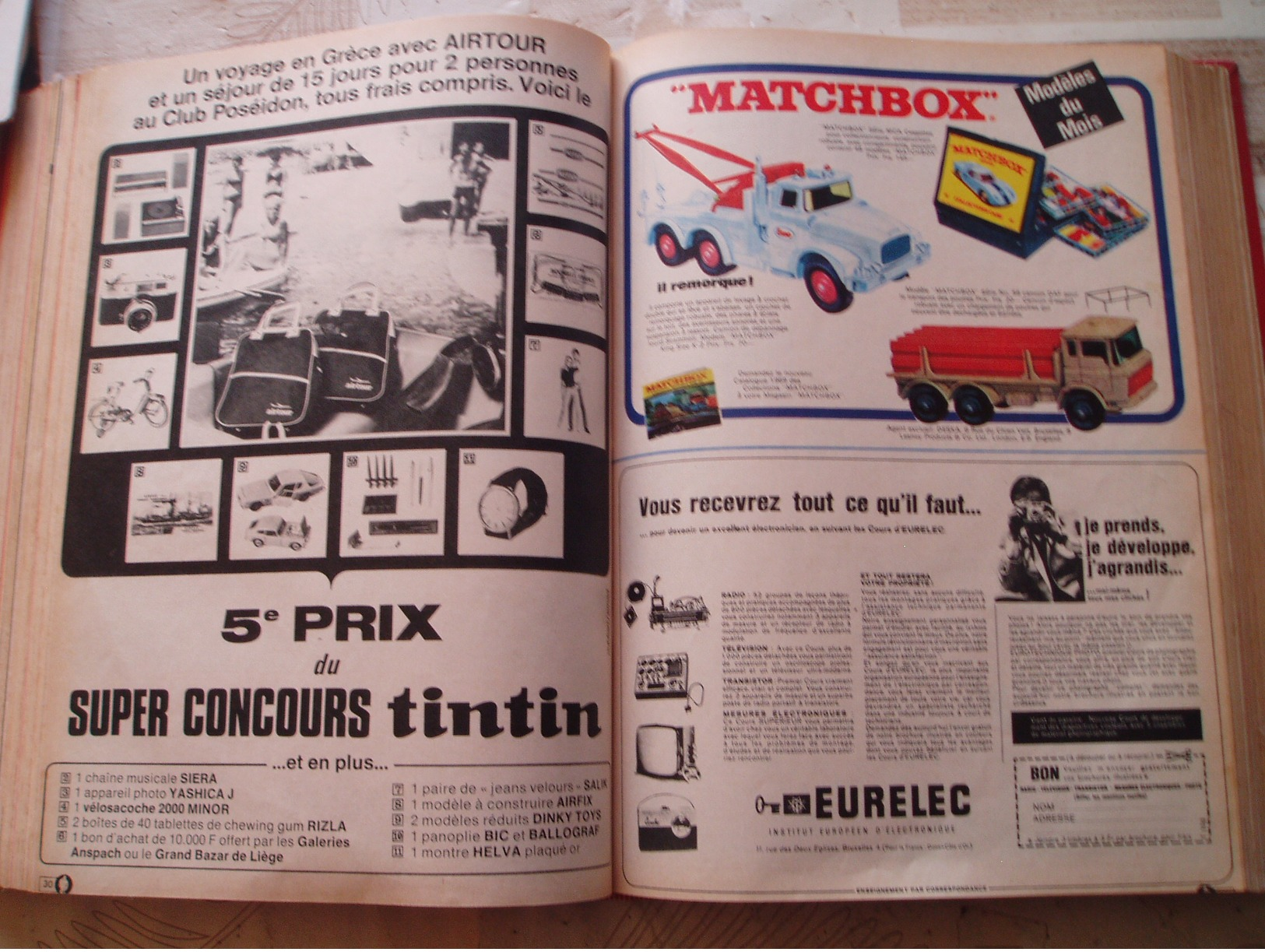 TINTIN BELGE RELIURE NO 1- 1969- NO 1 A 17-RC DIVERS-REPORTAGES-NB PAGE PUB-LEGO-BARBIE-CORGY TOYS ECT........