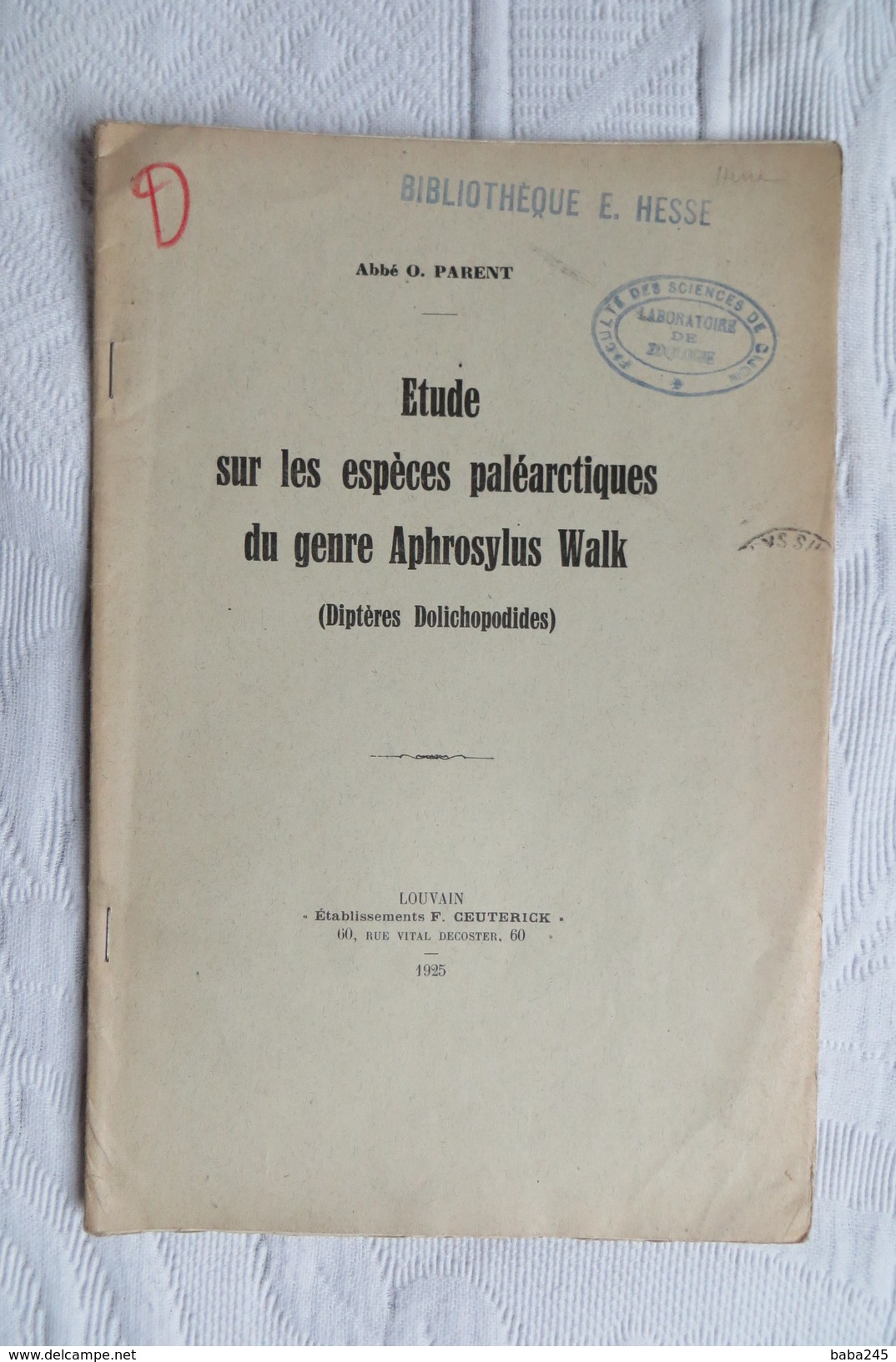 ABBE O PARENT ESPECES PALEARCTIQUES DU GENRE APHROSYLUS WALK 1925 - Other & Unclassified