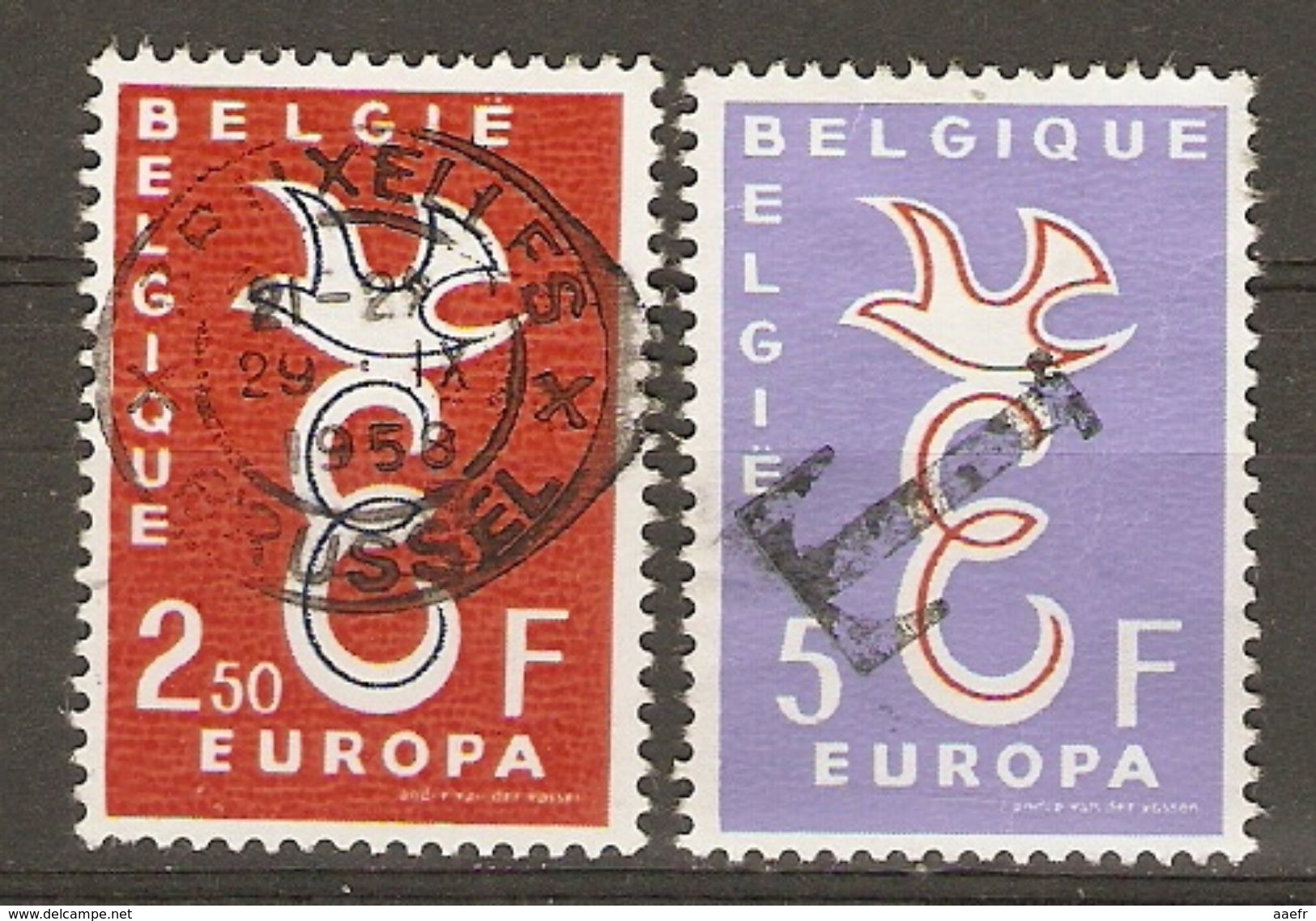 Belgique -1958 - Europa  - Série Complète° 1064/5 - Oblitération Ovale - Cachet T De Surtaxe - Timbres