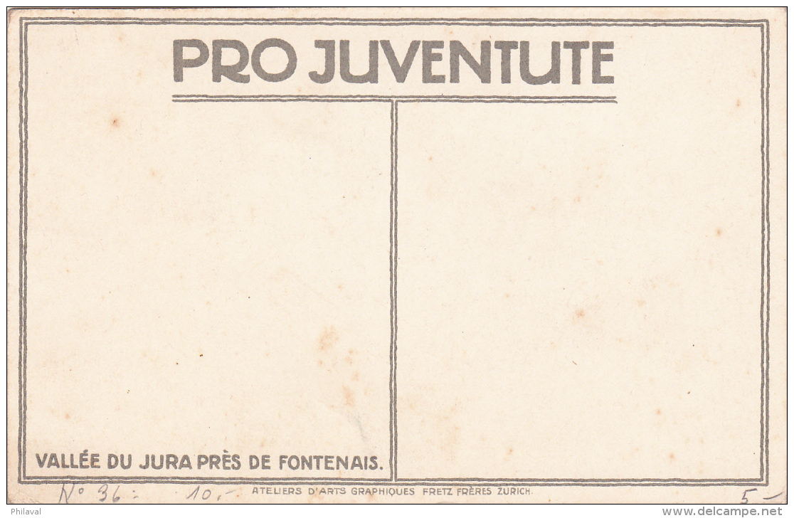 Carte Pro Juventute No 36 - Vallée Du Jura Près De Fontenais - Brieven En Documenten