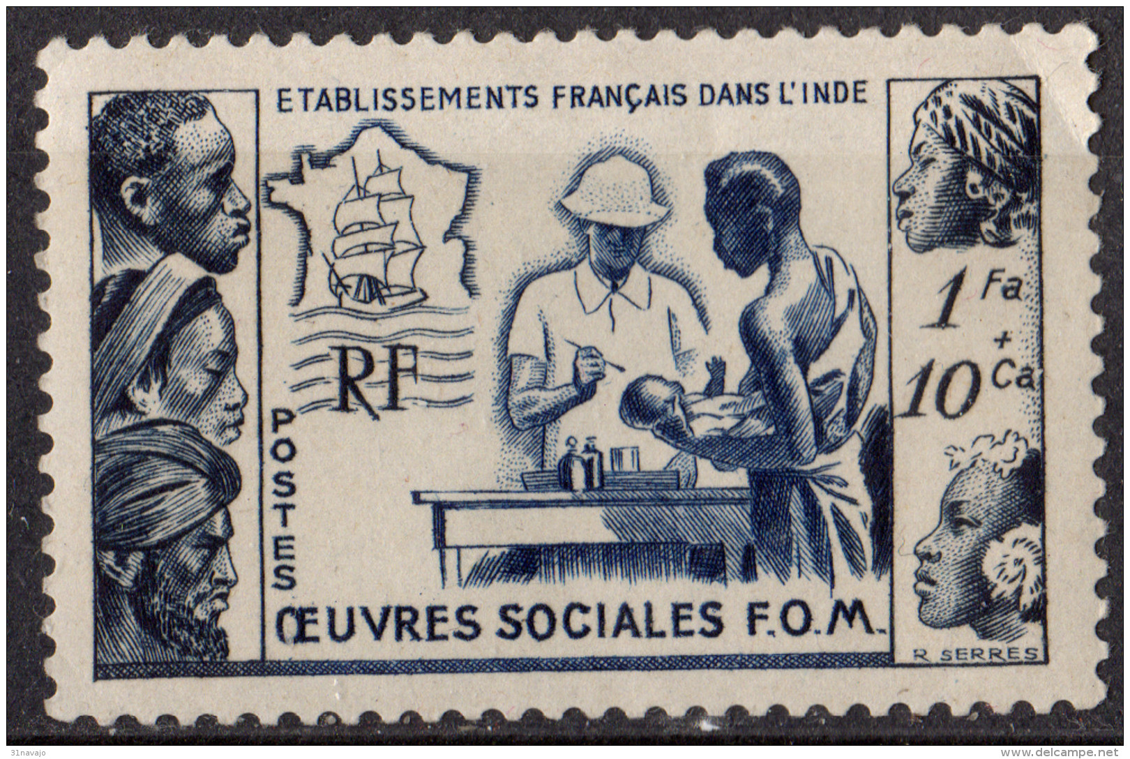 INDE FRANCAISE - Oeuvres Sociales De La France D'Outre-Mer - Unused Stamps