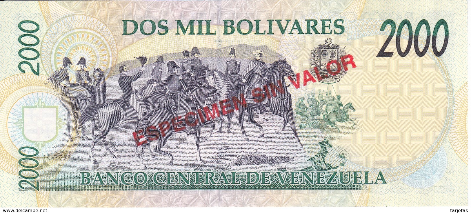 ESPECIMEN -BILLETE DE VENEZUELA DE 2000 BOLIVARES DEL AÑO 1998 SIN CIRCULAR - UNCIRCULATED (SPECIMEN) (BANKNOTE) - Venezuela