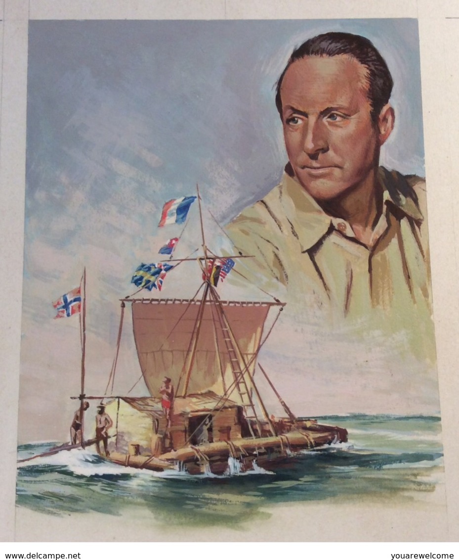 1982 THOR HEYERDAHL SHIP KON TIKI. Unique Original Artwork Waddington Studio Mi. 786 (Tahiti Norway Sao Tomé E Principe - Sao Tome And Principe