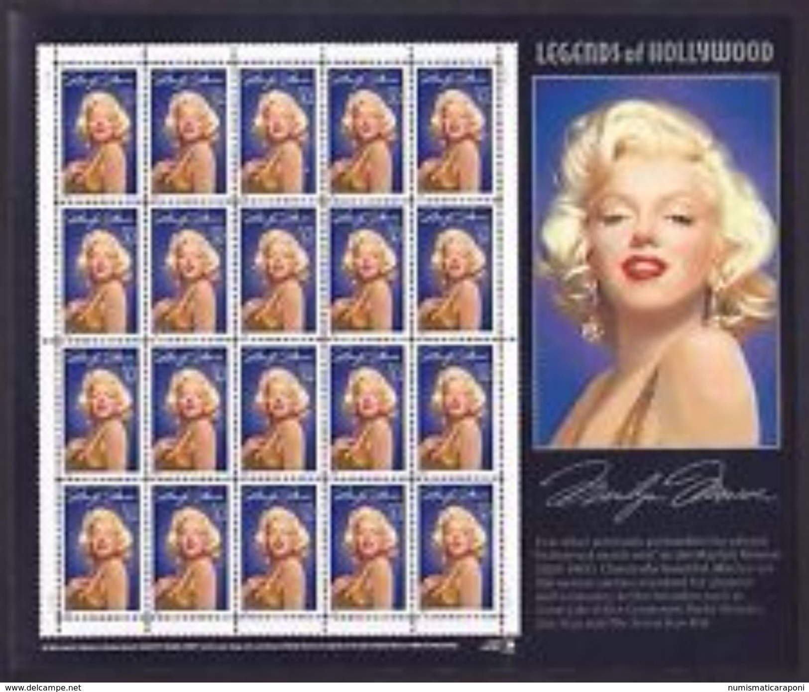 STATI UNITI 1995 Minifoglio Marylin Monroe MNH** Fra.860 - Nuovi