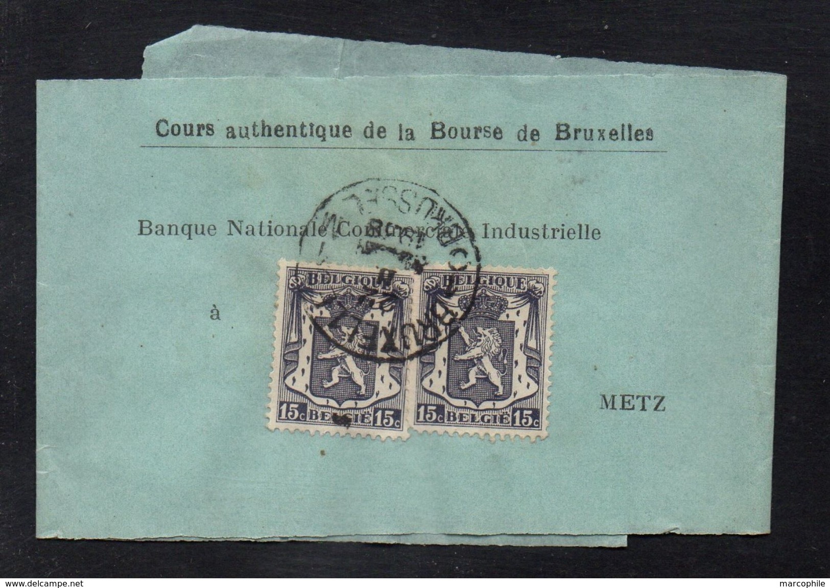 BRUXELLES / 1938 BANDE JOURNAL POUR METZ - FRANCE (ref 7782) - 1935-1949 Kleines Staatssiegel