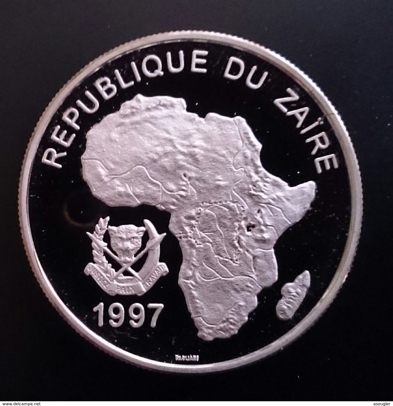 ZAIRE 1000 NOUVEAUX ZAIRES 1997 SILVER PROOF "Wildlife Of Africa" Free Shipping Via Registered Air Mail - Zaire (1971-97)