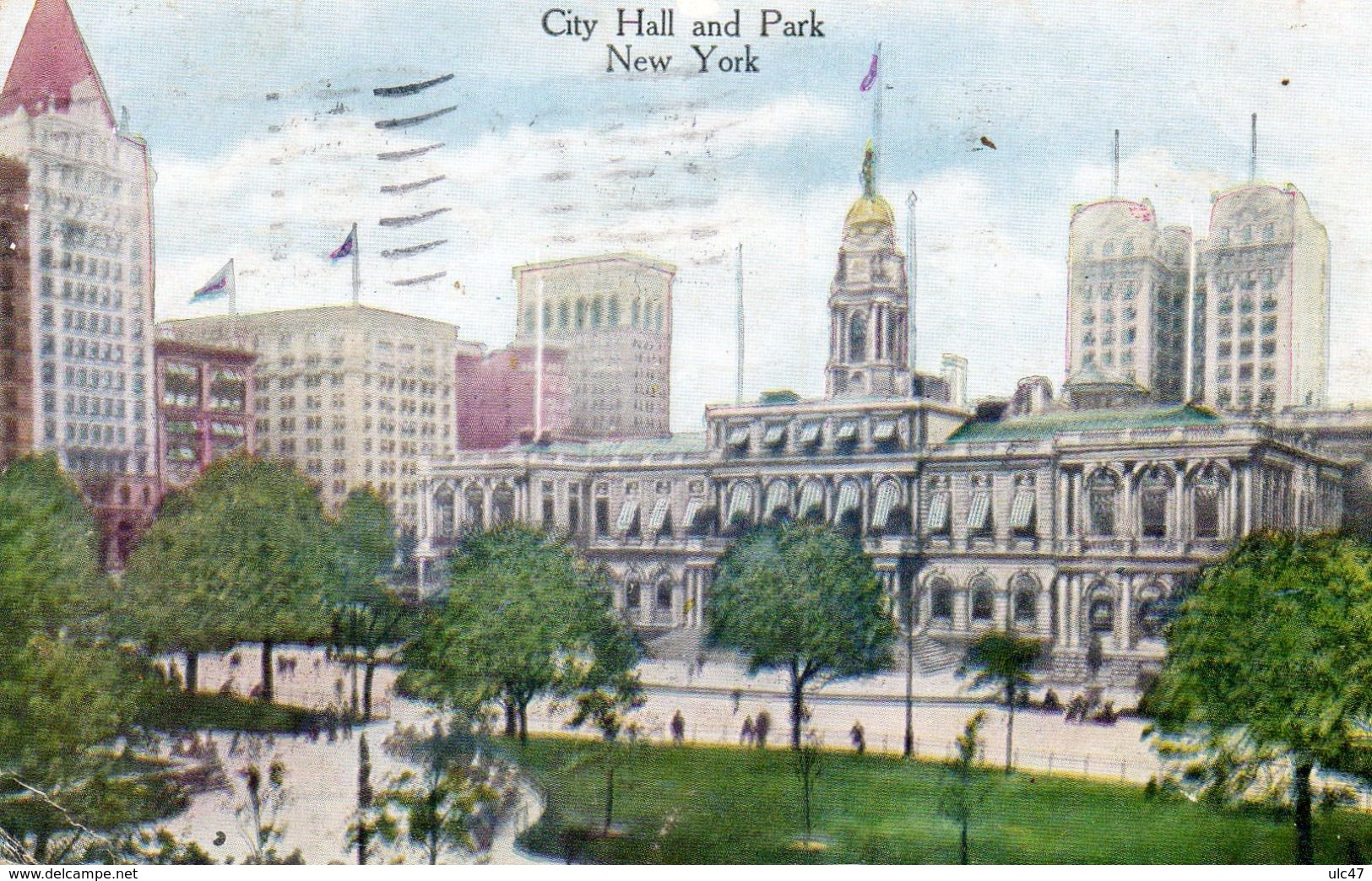 - City Hall And Park . NEW YORK. - Scan Verso - - Central Park