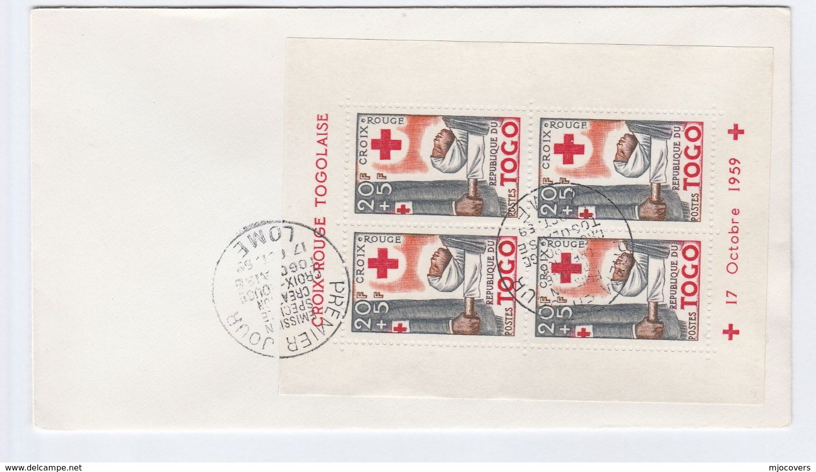 1959 TOGO FDC Miniature Sheet RED CROSS Stamps Cover - Red Cross