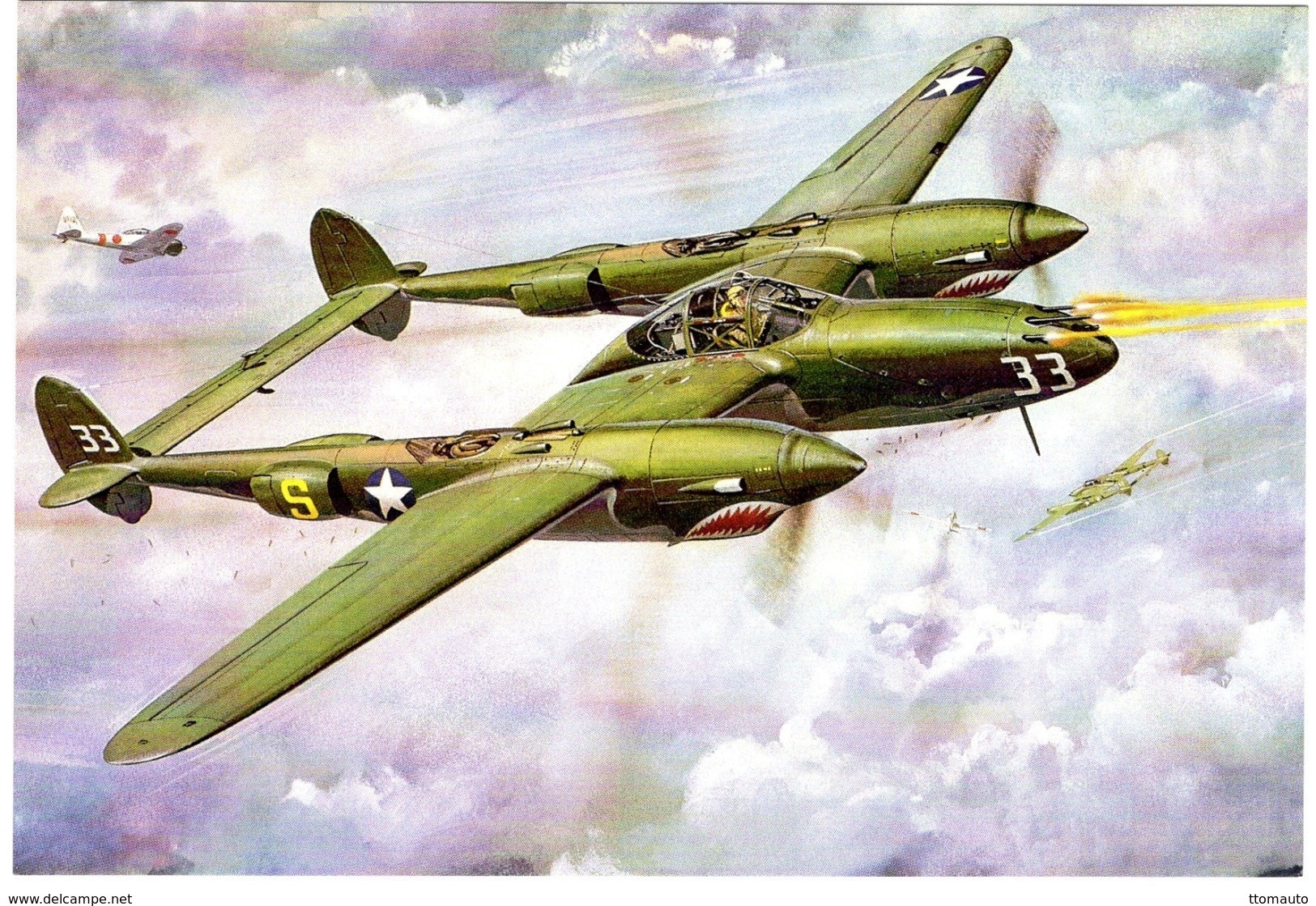 Lightning P-38  -  Art Card  -  CPM - 1939-1945: 2ème Guerre