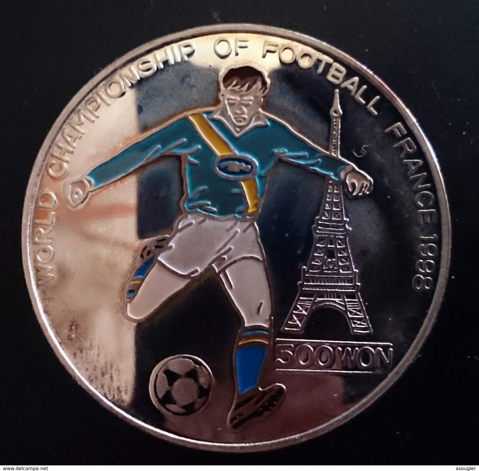 NORTH KOREA 500 WON 1996 SILVER PROOF "World Cup Soccer, 1998"  Free Shipping Via Registered Air Mail - Korea (Noord)