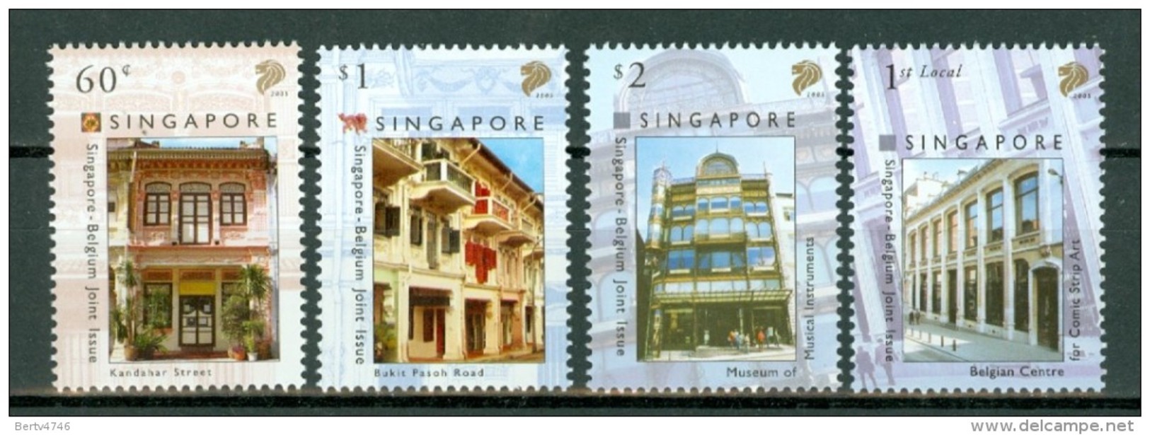 Singapore  2005  Yv  1354/1357**, Mi 1508/11**  Shophouses  MNH - Singapour (1959-...)