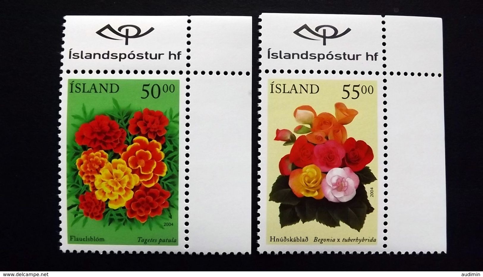 Island 1051/2 **/mnh, Blumen: Tagetes (Tagetes Patula) Aie) Begonie (Begonia Tuberhybrida) - Unused Stamps