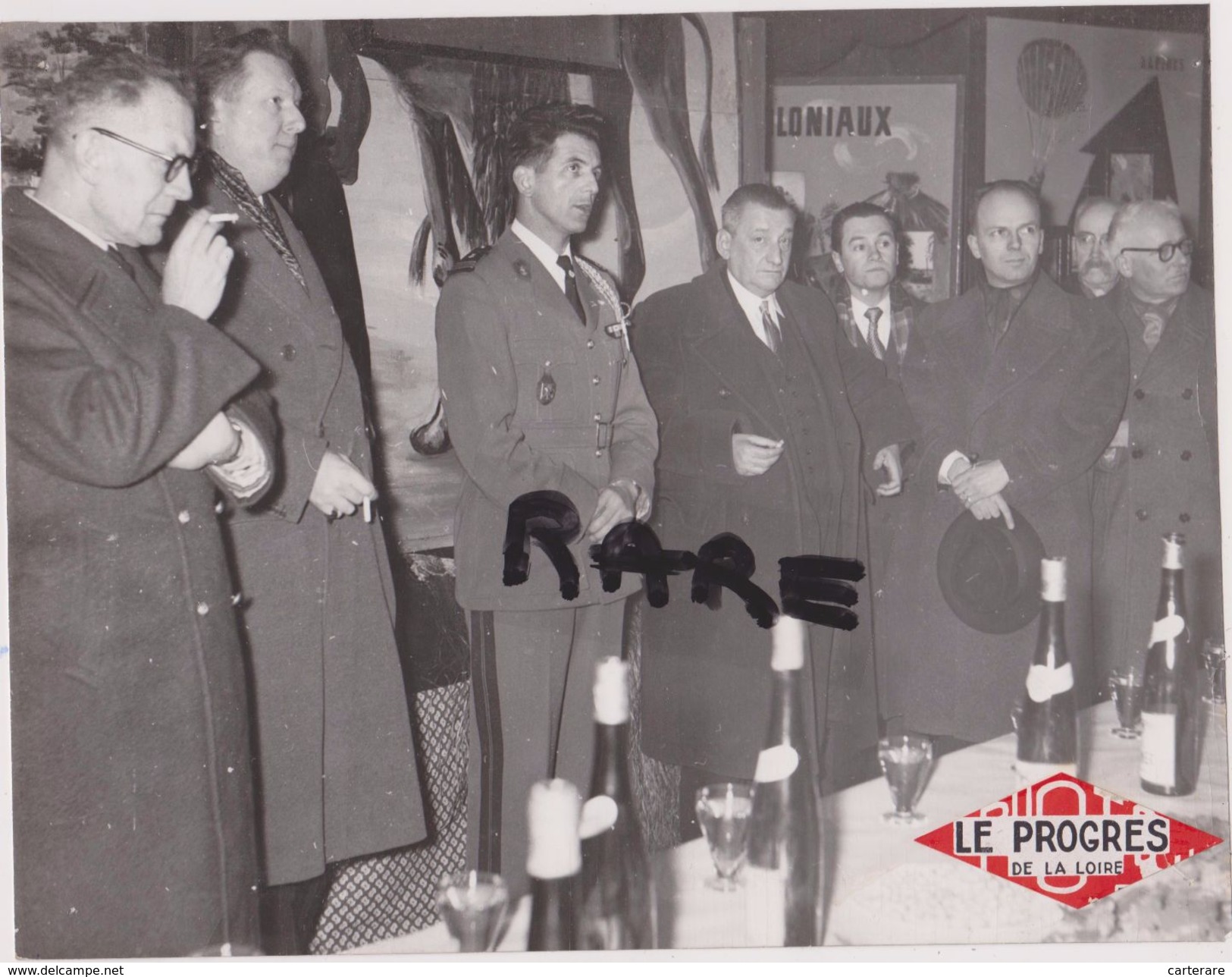 PHOTO ANCIENNE,SAINT ETIENNE,42,LA LOIRE,MAIRIE,MILITAIRE,POLITIQUE,INAUGURATION EXPOSITION AUX TROUPES COLONIALES - Places