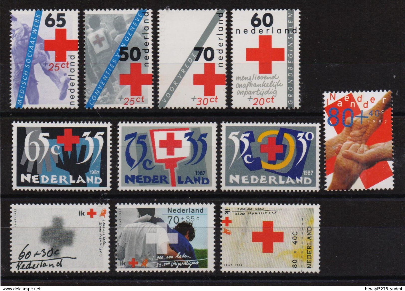 Netherlands , Red Cross, 3 Complete Sets, MNH. Cv 9,50 Euro - Croce Rossa