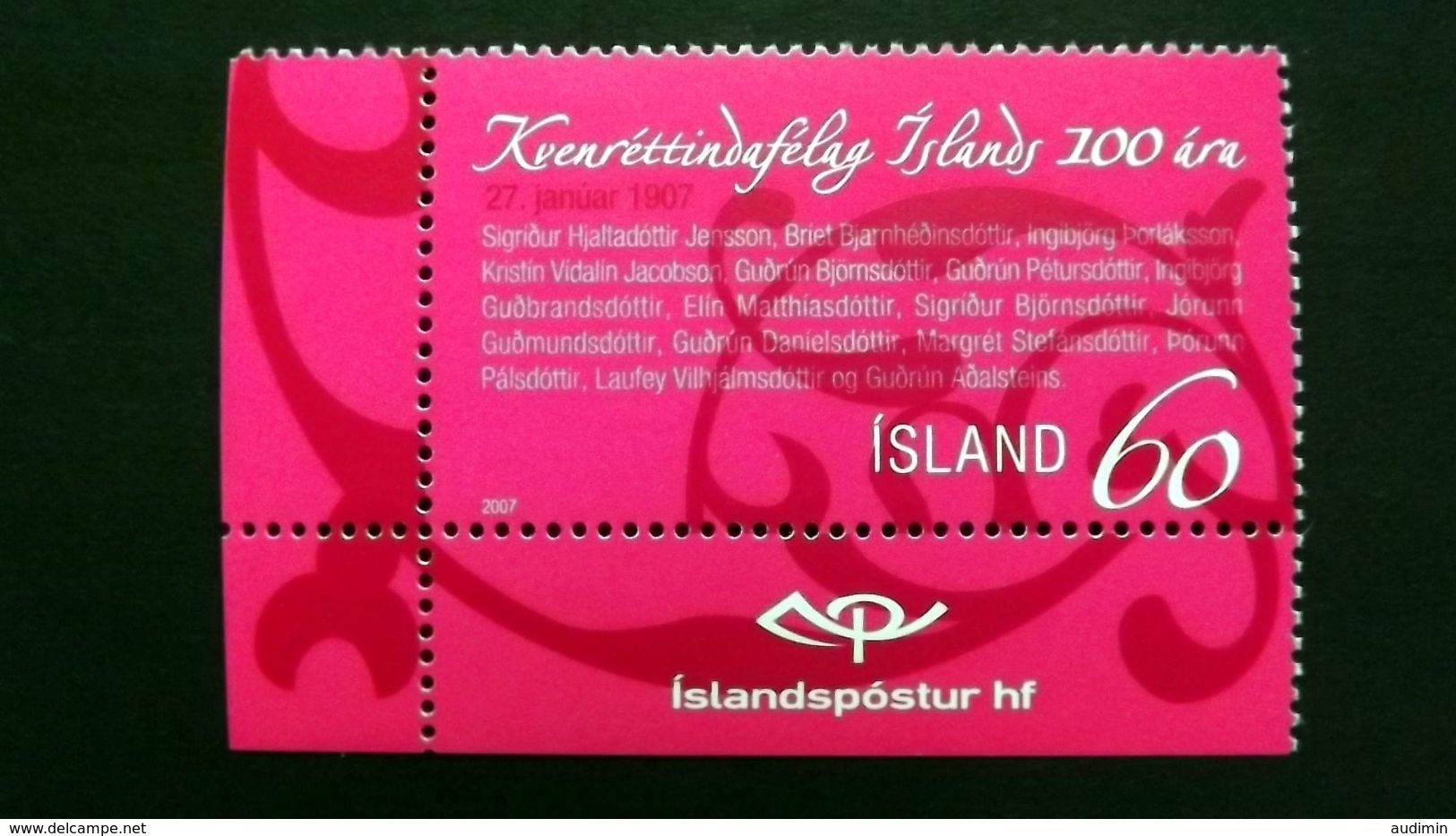 Island 1051 **/mnh, 100 Jahre Isländische Gesellschaft Für Frauenrechte - Nuovi