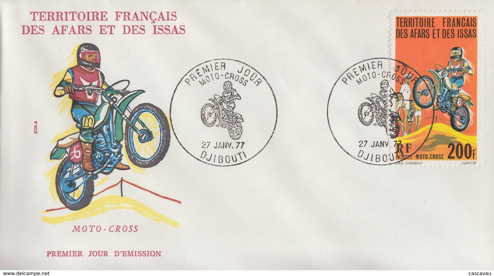 Enveloppe  FDC  1er  Jour  TERRITOIRE  FRANCAIS   Des   AFARS  Et  ISSAS     MOTO - CROSS    1976 - Otros & Sin Clasificación