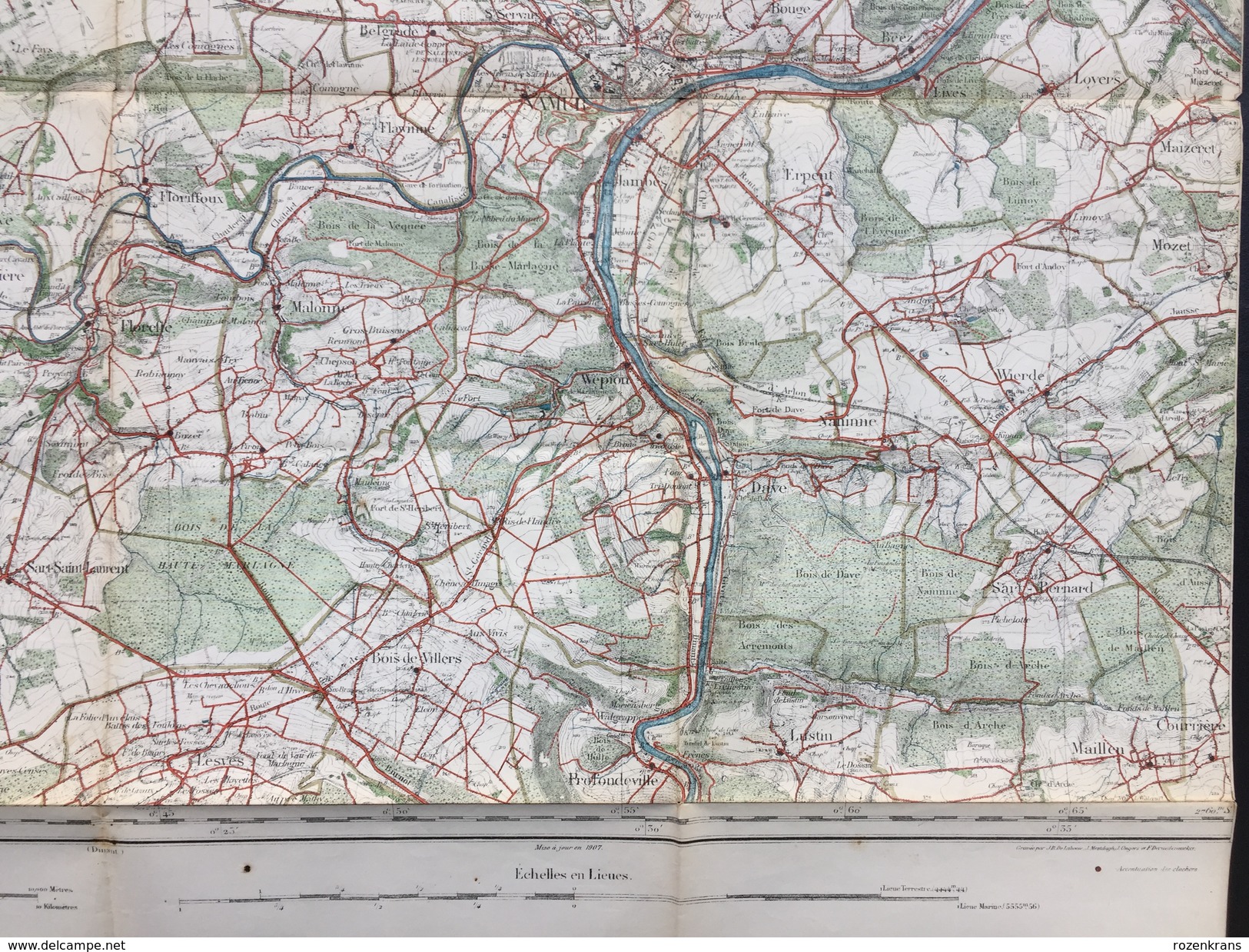 Topografische En Militaire Kaart STAFKAART 1905 Namur Jemeppe Profondeville Fleurus Spy Malonne Champion Dave Lustin - Cartes Topographiques