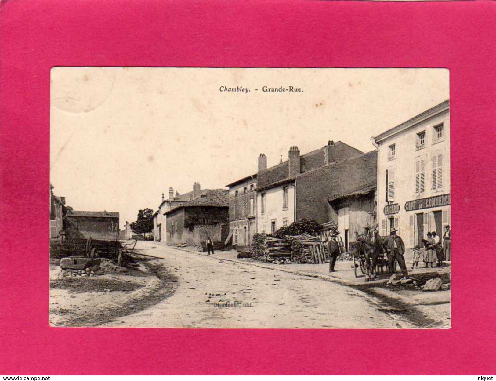 54 Meurthe Et Moselle, Chambley, Grande-Rue, Animée, Commerce, Bar, Charrette, 1907, (Dieudonné) - Chambley Bussieres