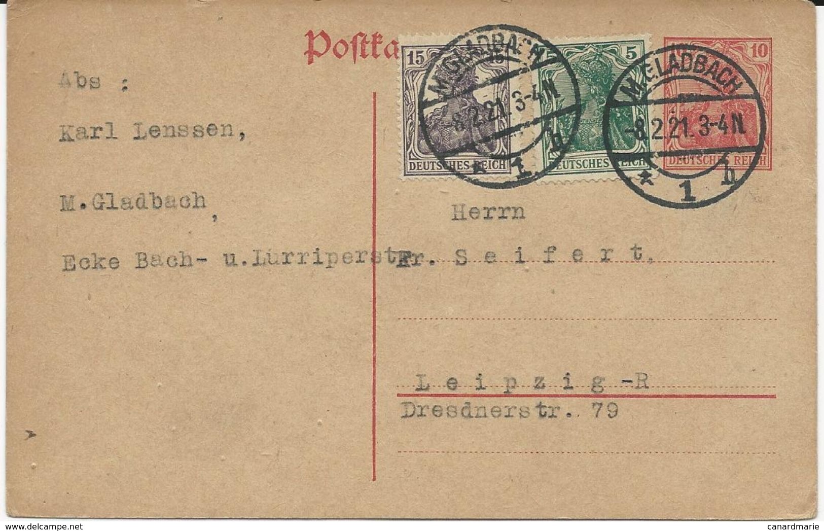 2 ENTIERS POSTAUX 1921/22 AVEC AFFRANCHISSEMENT COMPLEMENTAIRE - Sonstige & Ohne Zuordnung