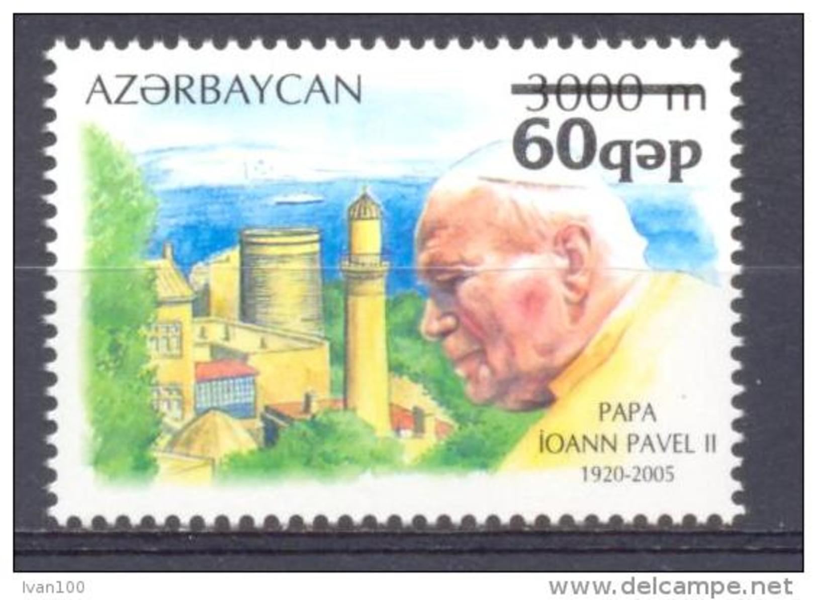 2007.  Azerbaijan, Pope John Paul, Stamp With OP New Value, 1v, Mint/** - Azerbaïjan