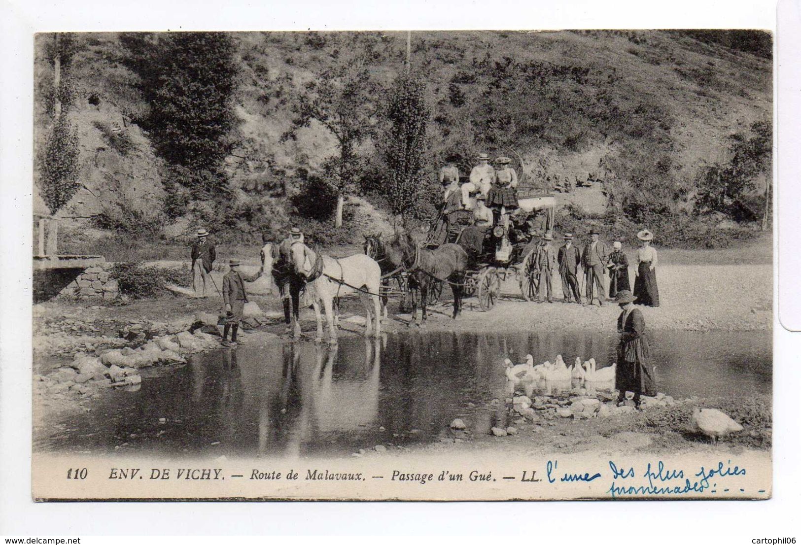 - FRANCE (03) - CPA écrite ENV. DE VICHY 1919 - Route De Malavaux - Passage D'un Gué (belle Animation) - - Vichy