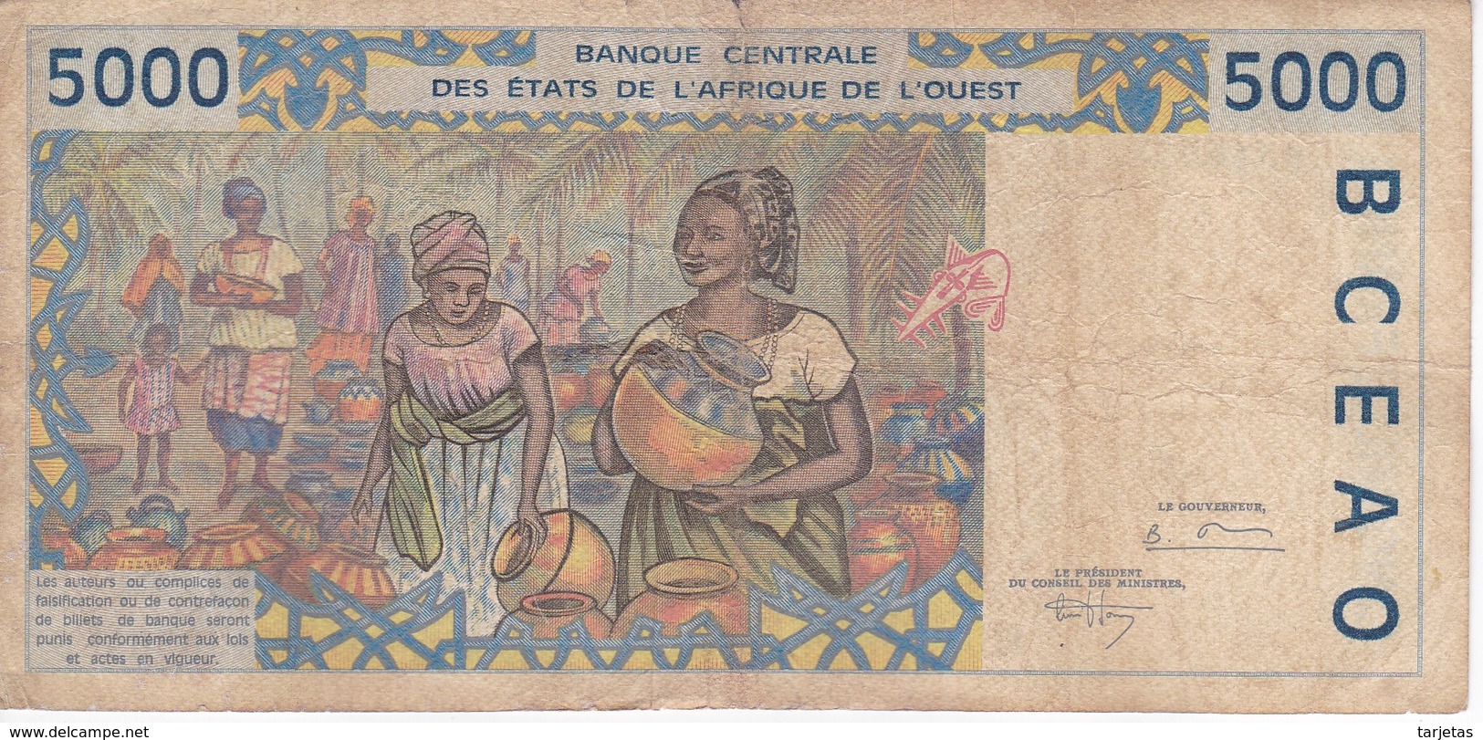 BILLETE DE NIGER DE 5000 FRANCS DEL AÑO 1995  (BANKNOTE) - Niger