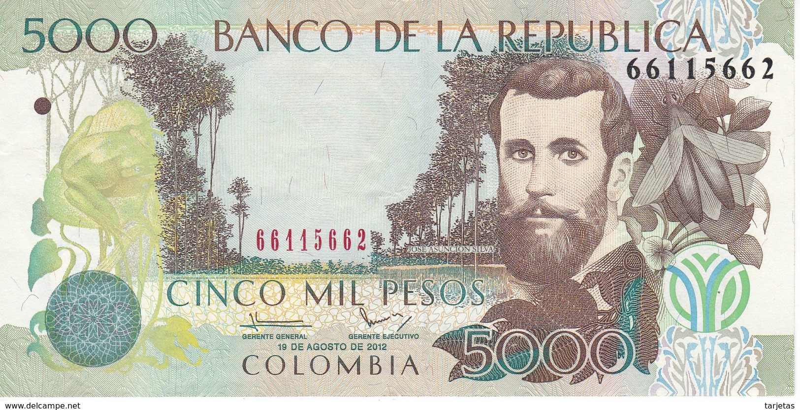 BILLETE DE COLOMBIA DE 5000 PESOS DEL AÑO 2012  (BANKNOTE) - Colombia