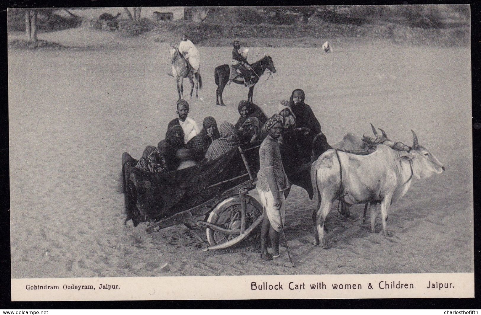 INDIA - JAIPUR -- BULLOCK CART WITH WOMEN AND CHILDREN ( English Occupation Period ) - Inde