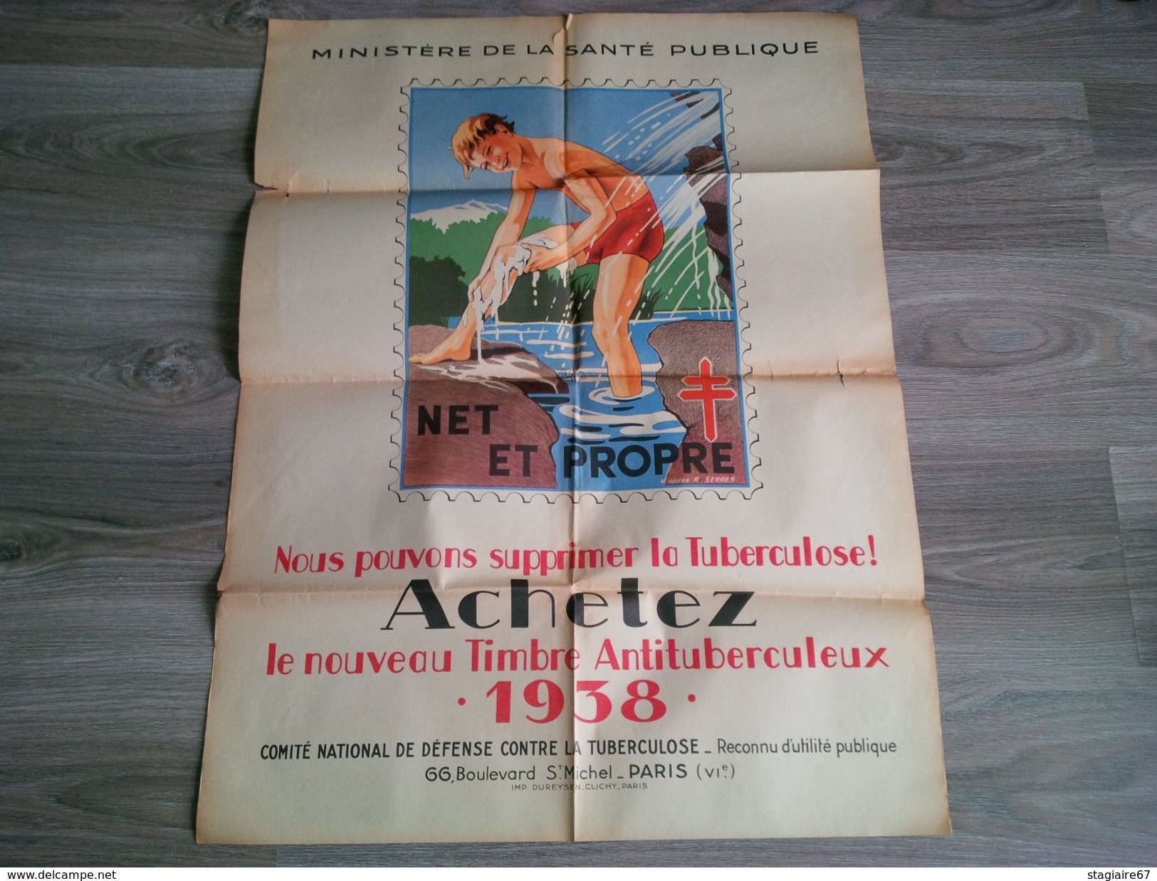 AFFICHE MINISTERE DE LA SANTE PUBLIQUE TUBERCULOSE 1938 D APRES SERRES - Affiches