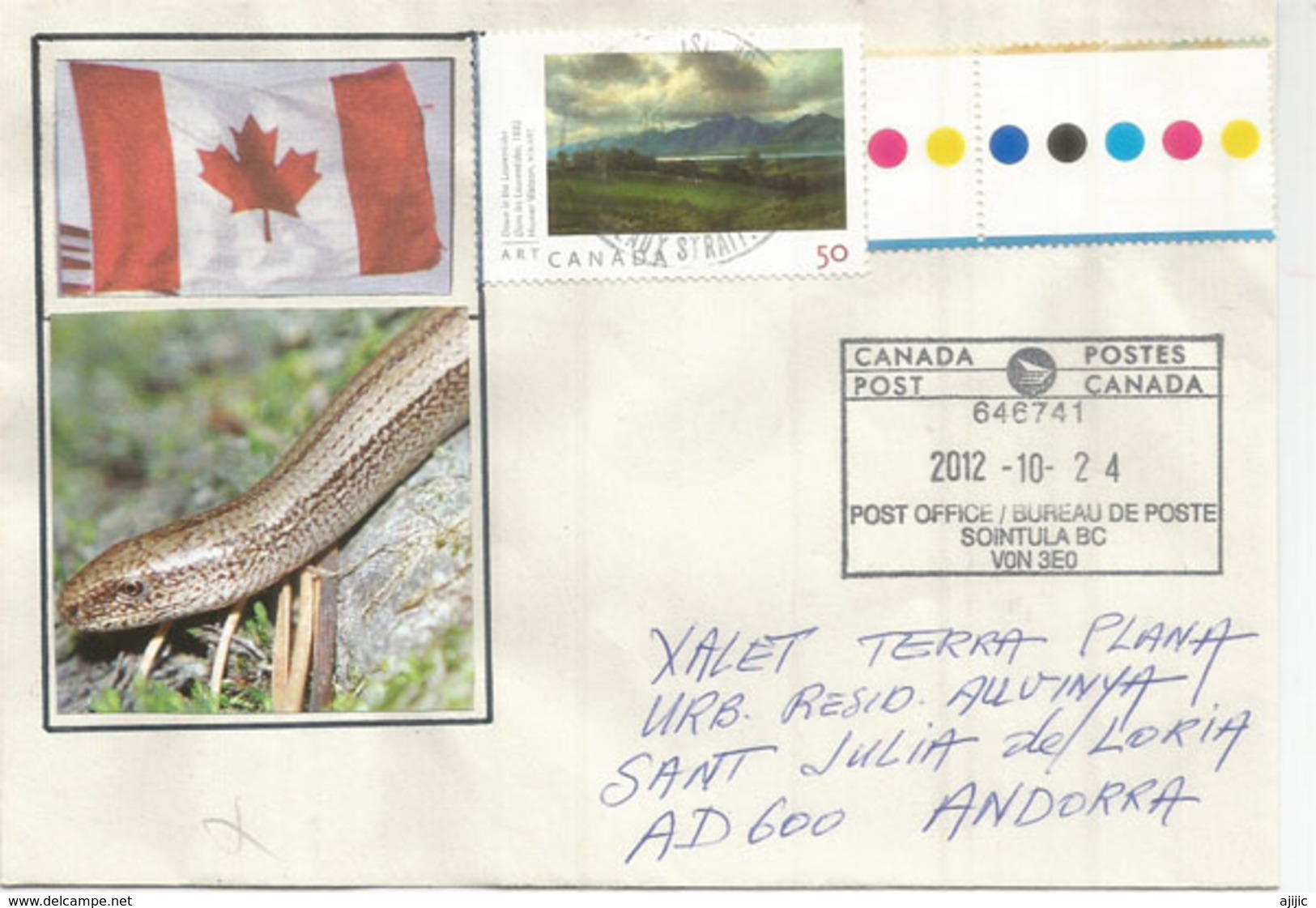 LIZARD,CANADA.Sointula. (Malcom Island) BC, Canada, Inhabited By Finnish Settlers Since 1901, Letter Sent To ANDORRA - Errors, Freaks & Oddities (EFO)