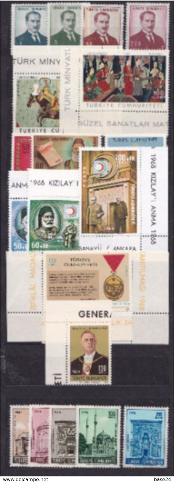 1968 Turchia Turkey ANNATA 38 Valori (Michel 2080-2112, 2115-2119) MNH** - Nuovi