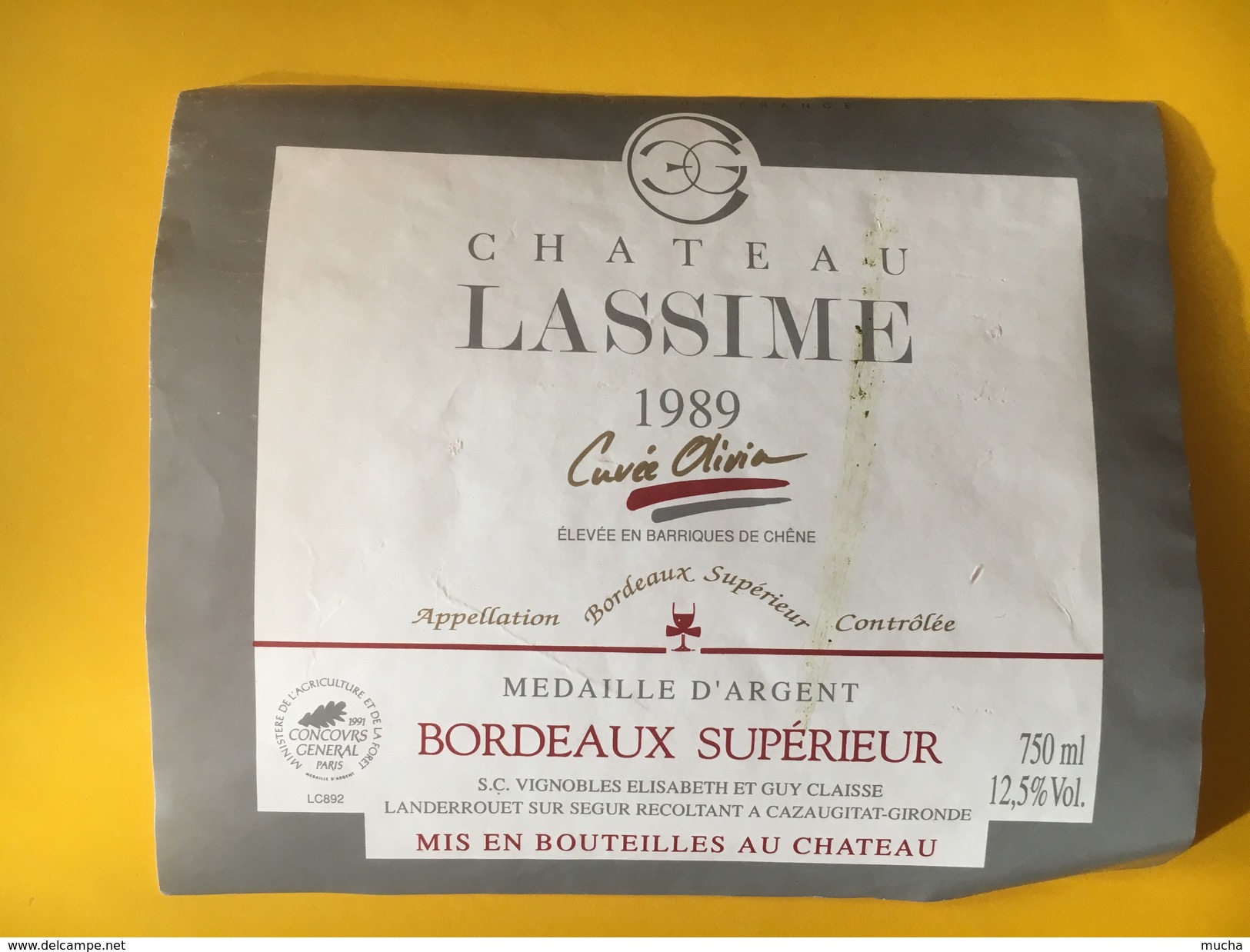 5792 - Château Lassime 1989 Cuvée Olivia - Bordeaux