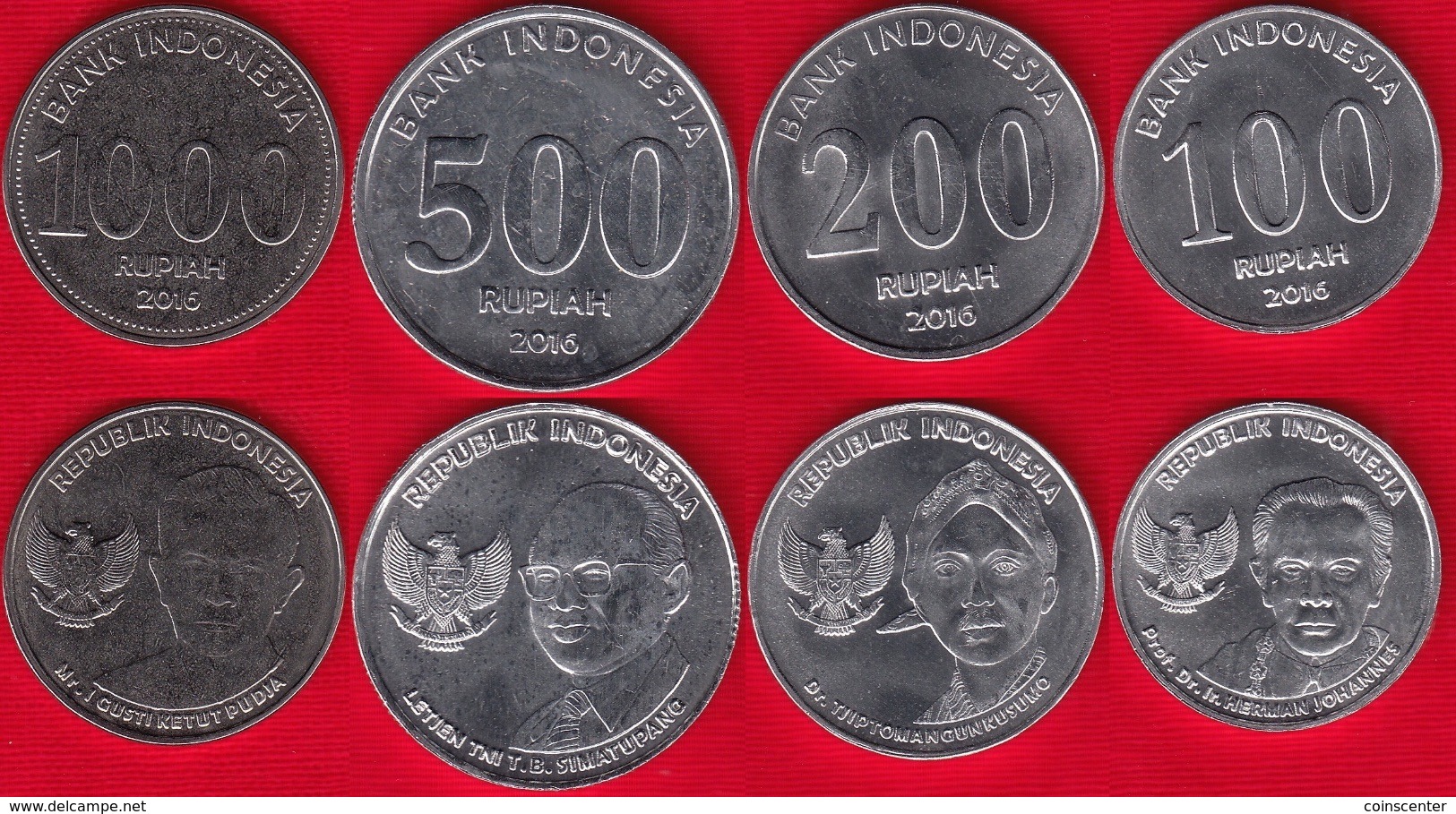 Indonesia Set Of 4 Coins: 100 - 1000 Rupiah 2016 UNC - Indonesia