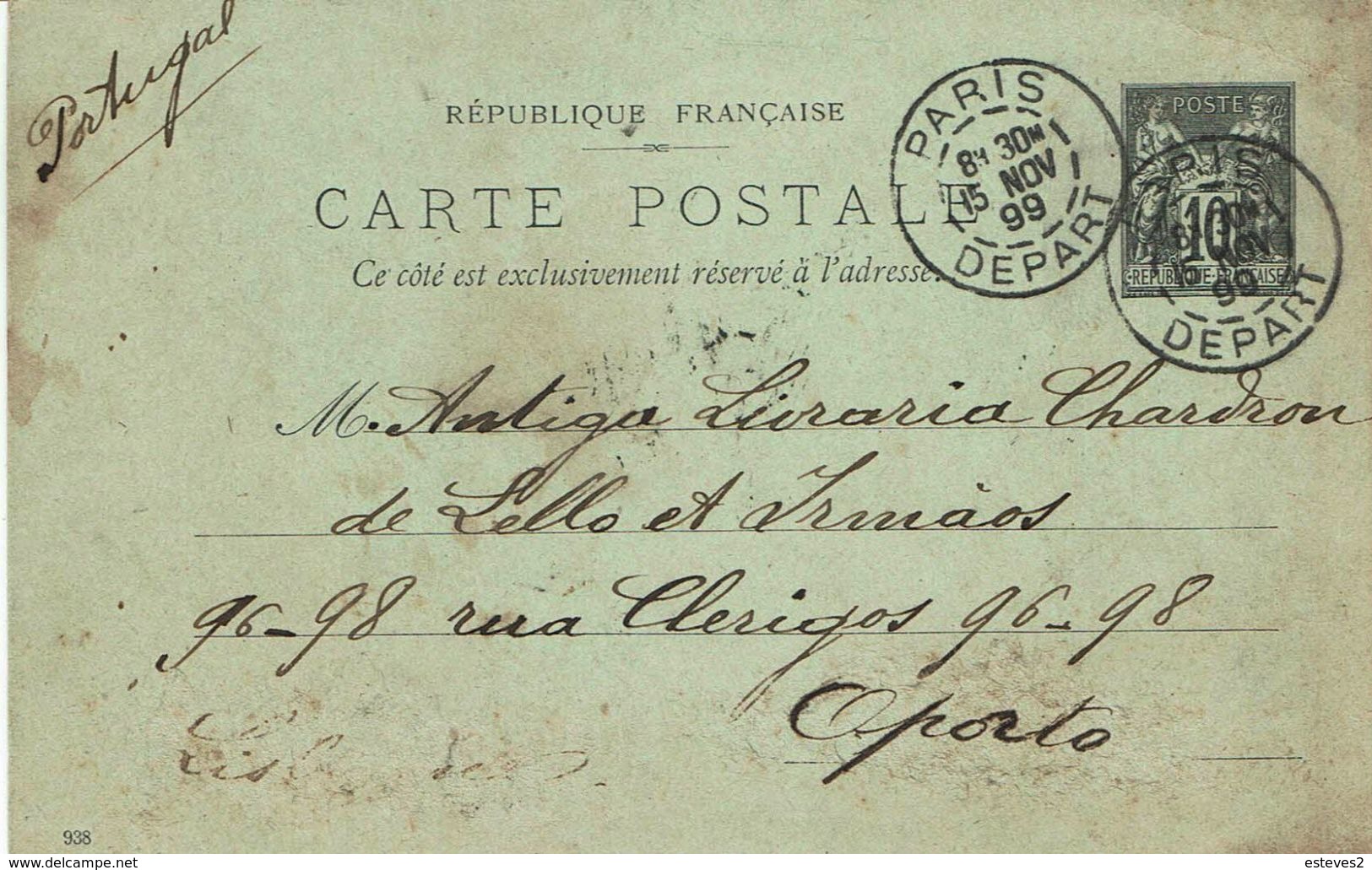 France , 1899 , Stationery , Entier , Paris Depart Postmark , A. Depersin Fabrique De Plumes Pour Parures - Cartes Postales Types Et TSC (avant 1995)