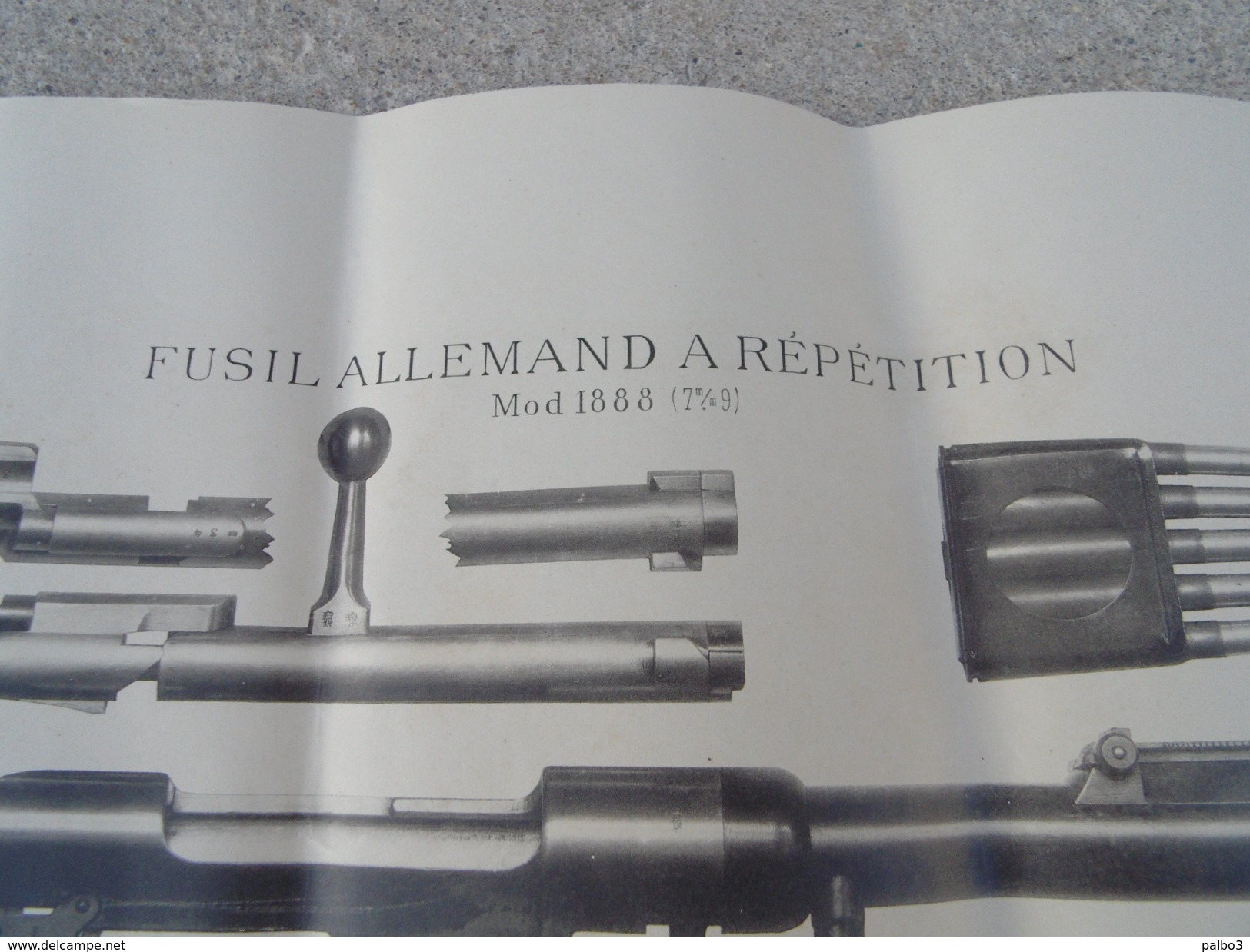 Rare Plan Affiche Fusil Systeme Mauser A Repetition Mle 1888 - Armas De Colección